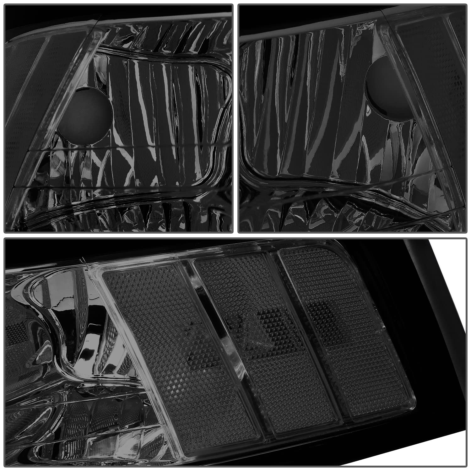 Dna Motoring Hl-Oh-Fm99-Sm-Cl1 Smoke Lens Headlights Compatible With 99-04 Ford Mustang