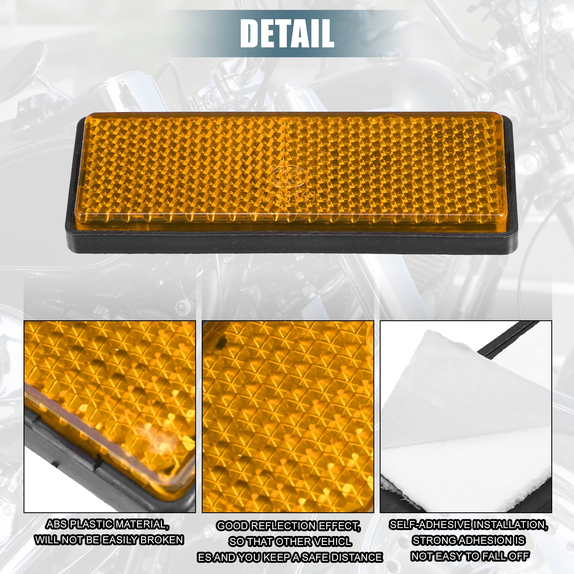 X AUTOHAUX 8 Pcs Rectangular Stick-on Safety Spoke Reflective Self Adhesive Reflector for Gate Posts Cars Trailer Motorcycle Tru