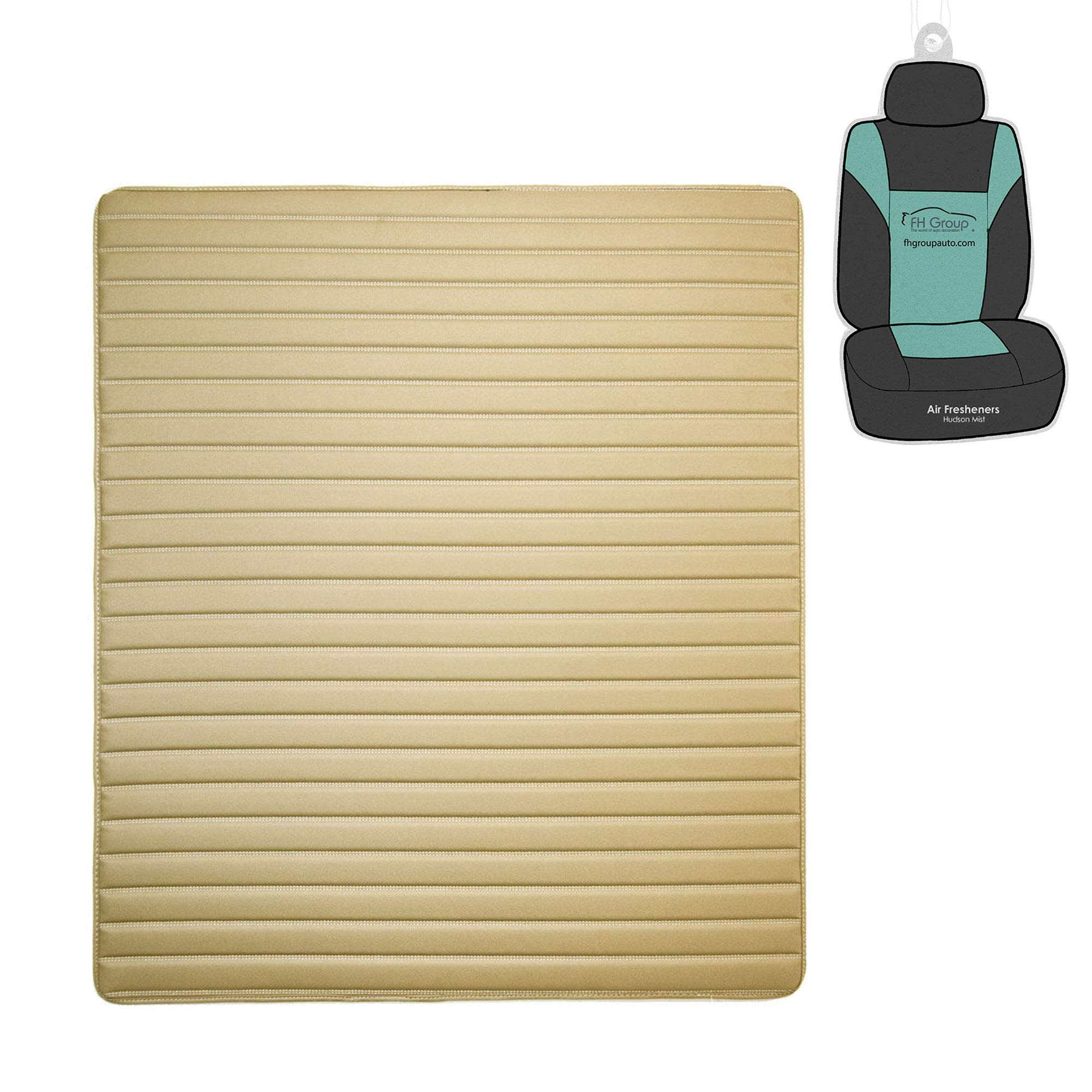 Fh Group F16500 Deluxe Heavy-Duty Faux Leather Flat Stripe Multi-Purpose Cargo Liner 46'' (Beige) With Gift - Universal Fit For