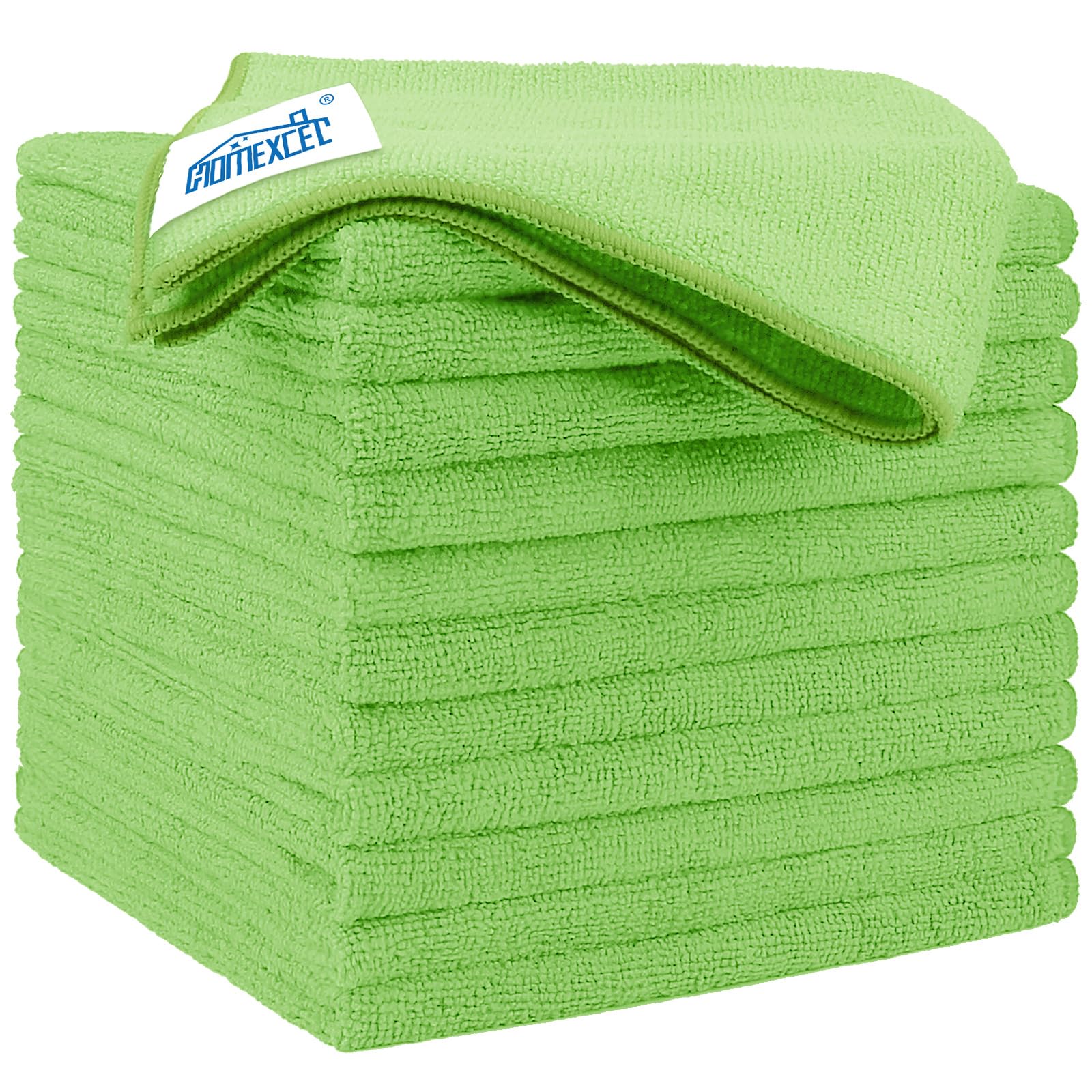 Homexcel Green Microfiber Cleaning Cloth 12 Pack, 12.5 X 12.5 Inch Microfiber Towels For Cars, Ultra Absorbent Car Washing Cloth
