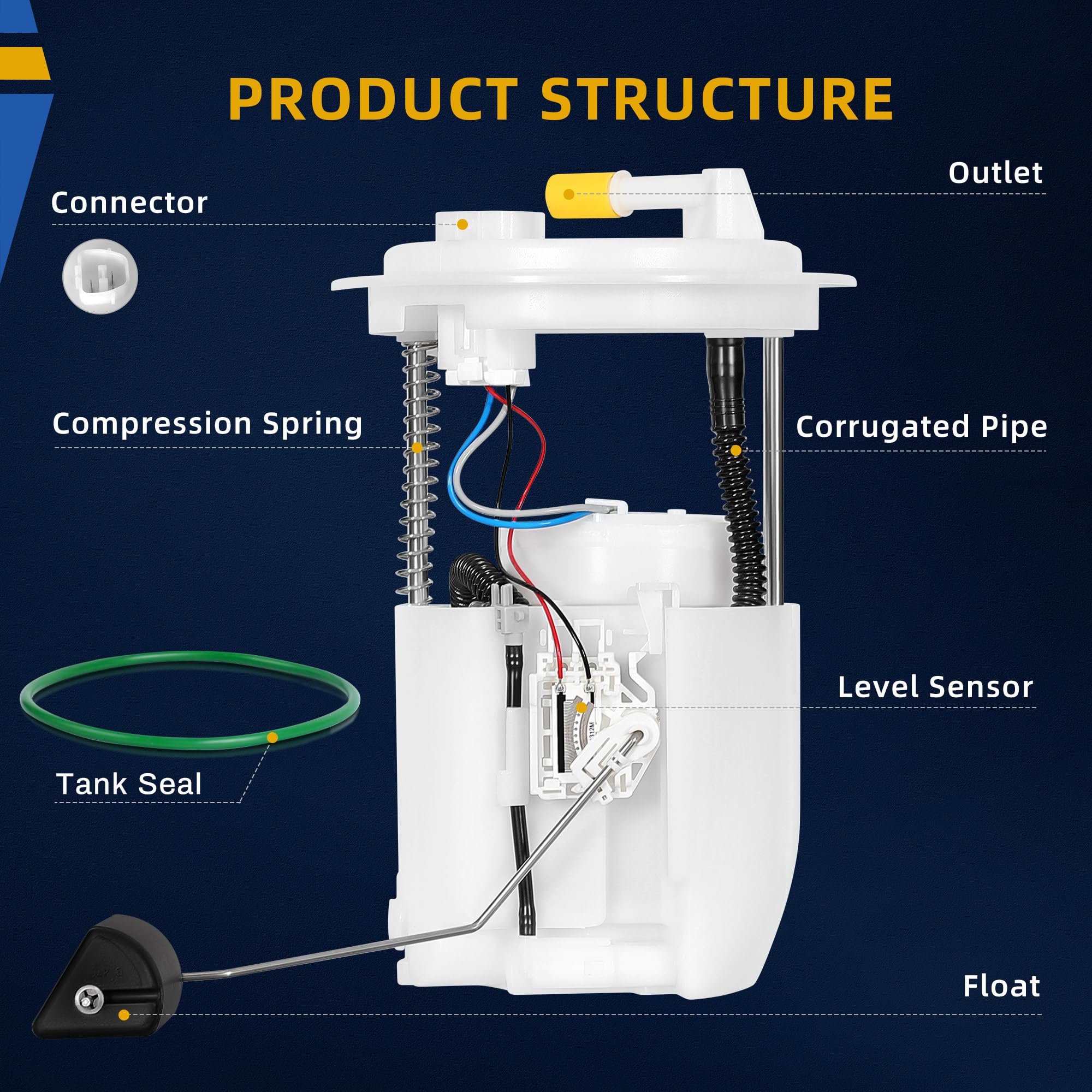 Dwvo Fuel Pump Module Assembly Compatible With Chrysler 200 Sebring 2007-2014 & Dodge Avenger 2008-2014 L4 2.4L 2.7L 3.5L V6