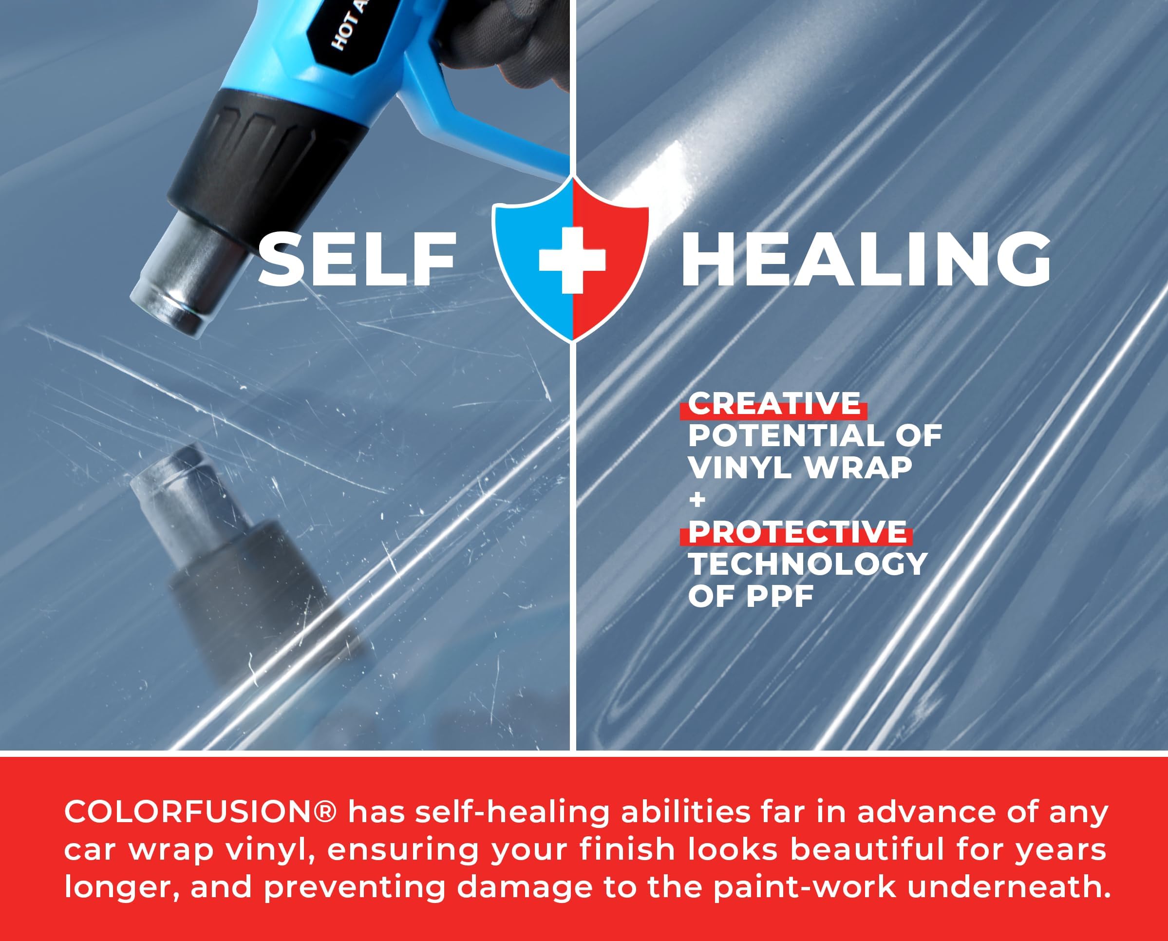 Colorfusion Ppf By Vvivid, Gloss China Blue Dry Apply Ppf Vinyl Car Wrap Roll 10Ft X 5Ft