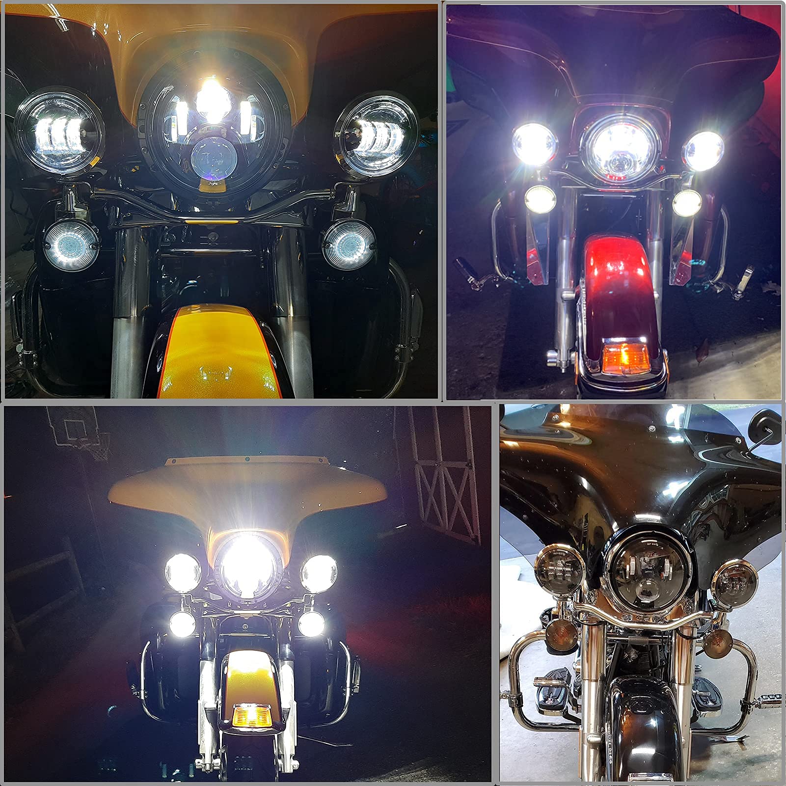 Alyoned 7 Inch Motorcycle Led Headlight 4.5'' Fog Passing Lights Dot Kit Compatible With Harley Davidson Fat Boy Street Glide He