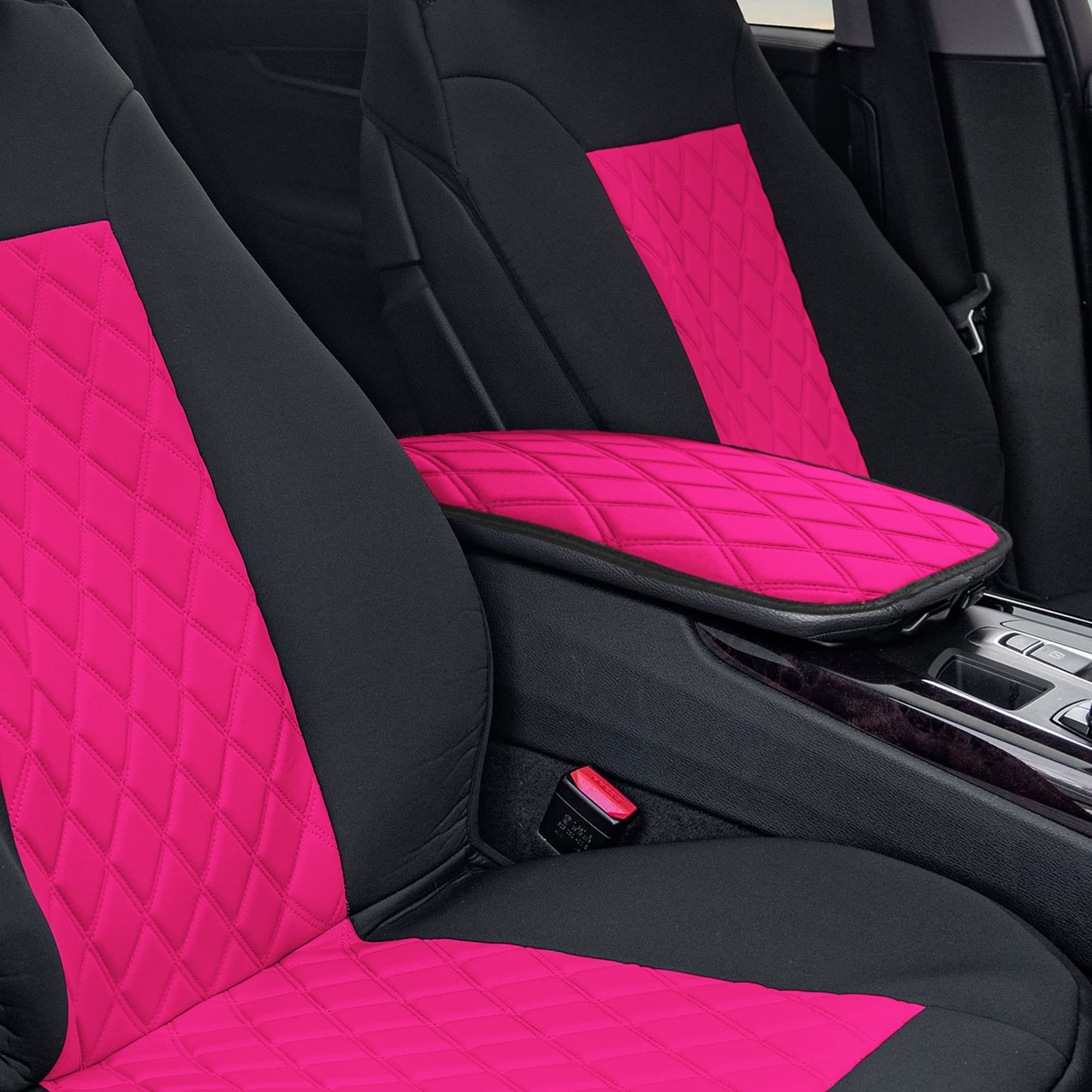 FH Group Diamond Pattern Neosupreme Center Console Pad Water-Resistant Black Seat Box Cover Protector fits Most Cars, SUVs, and