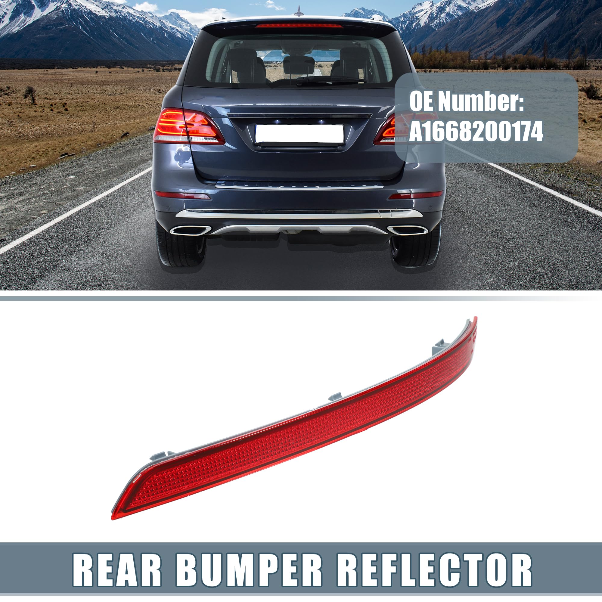 A Absopro Car Rear Right Bumper Reflector No.A1668200174 For Mercedes-Benz Ml350 2012-2015 Plastic Red