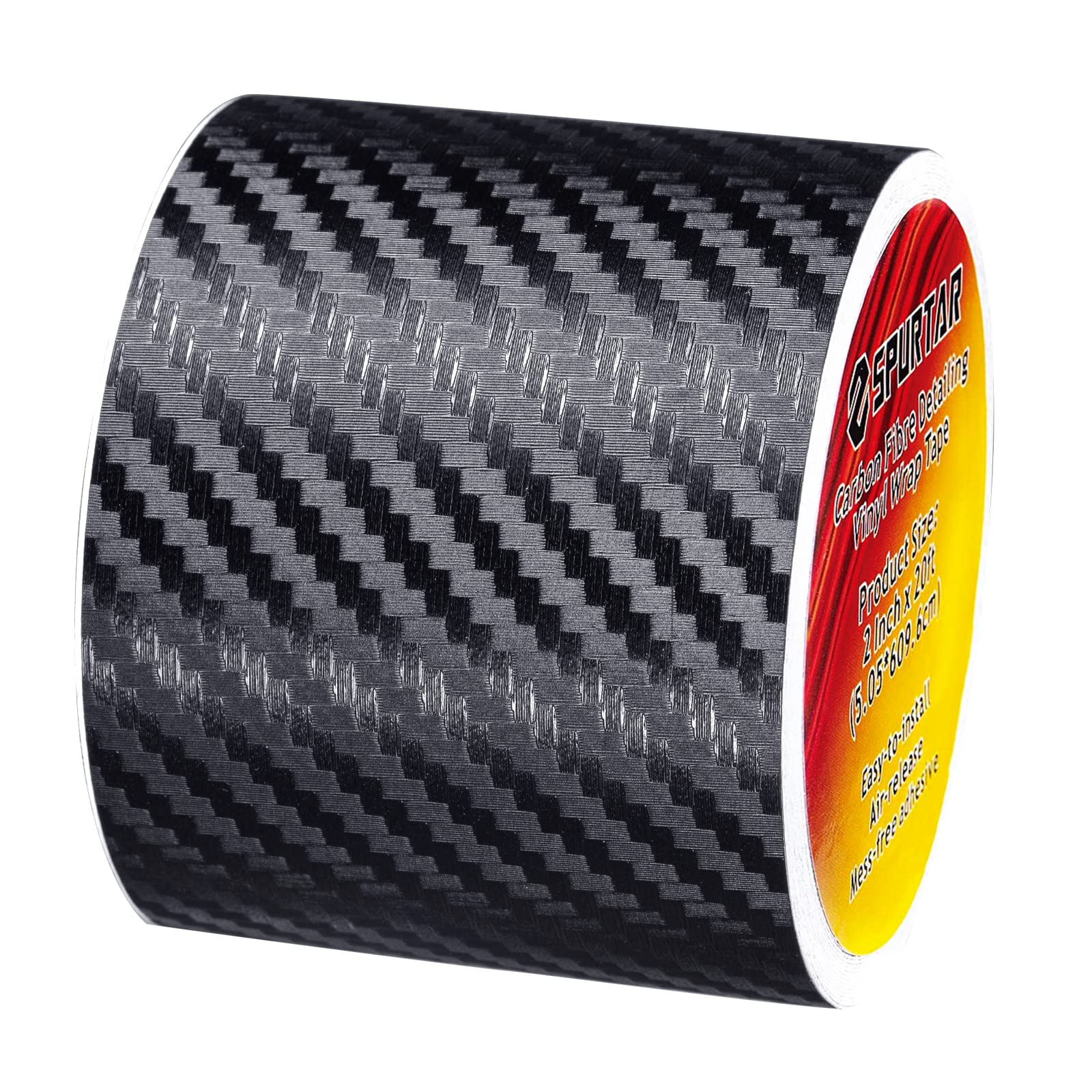 Spurtar Carbon Fiber Wrap Black Vinyl Wrap For Cars, 2 Inch X 20 Ft Universal Chrome Delete Dry Carbon Fiber Tape Car Door Edge