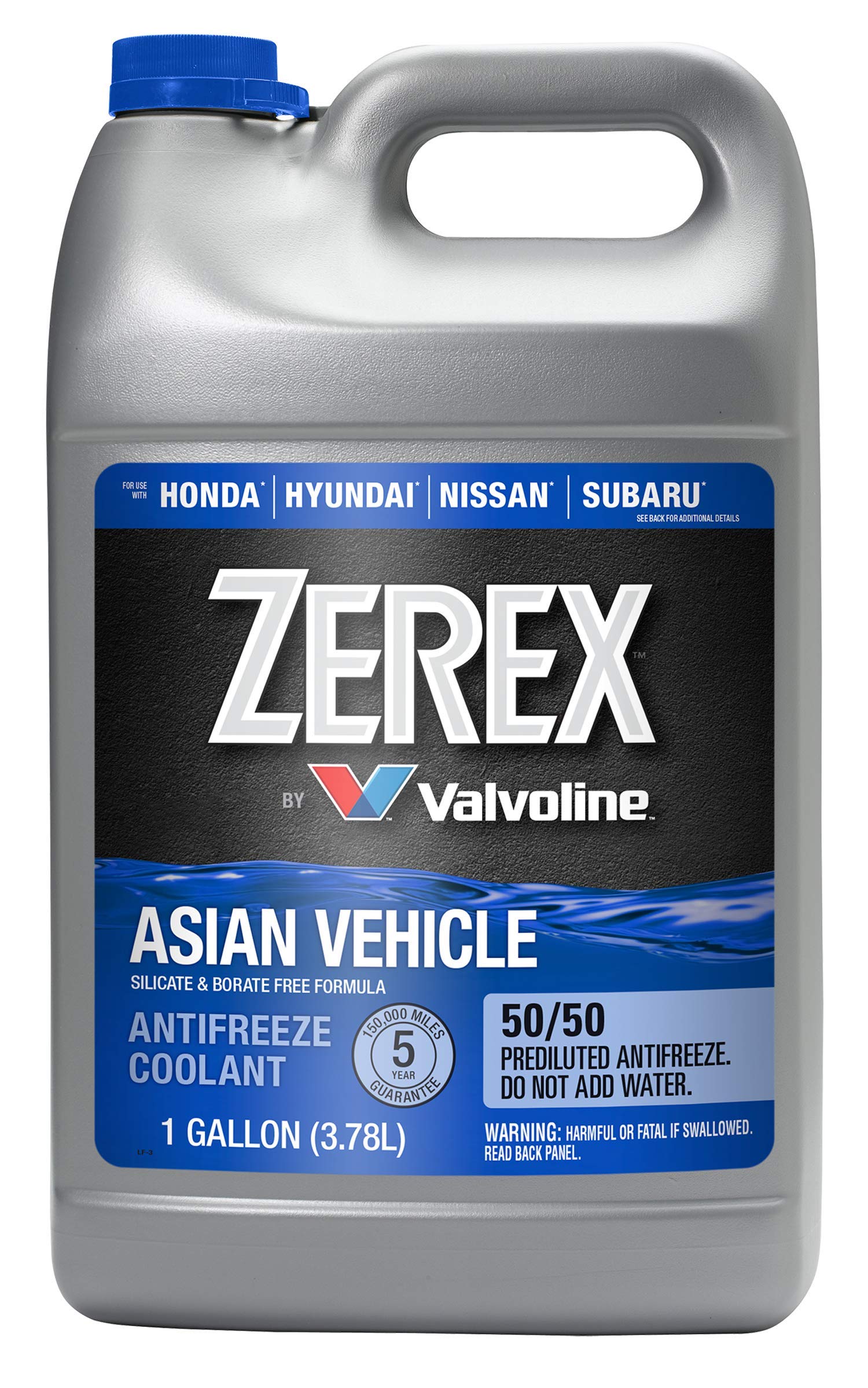 Zerex Asian Vehicle Blue Silicate And Borate Free 50/50 Prediluted Ready-To-Use Antifreeze/Coolant 1 Ga, Case Of 6