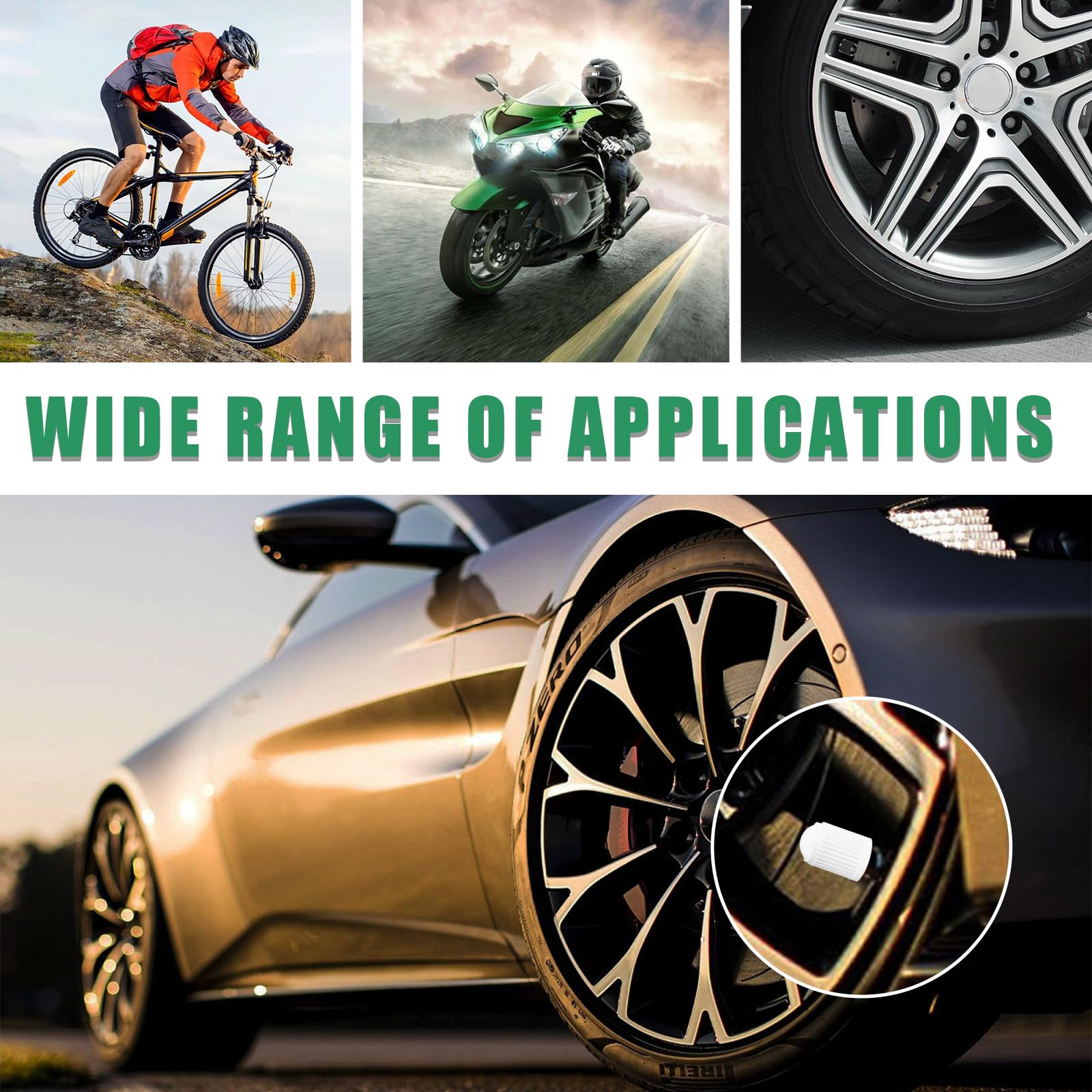 Ziciner 25 Pcs Tire Valve Stem Caps, Plastic Car Tyre Valve Cap With O Rubber Seal, Dustproof Airtight Seal Wheel Stem Covers, U