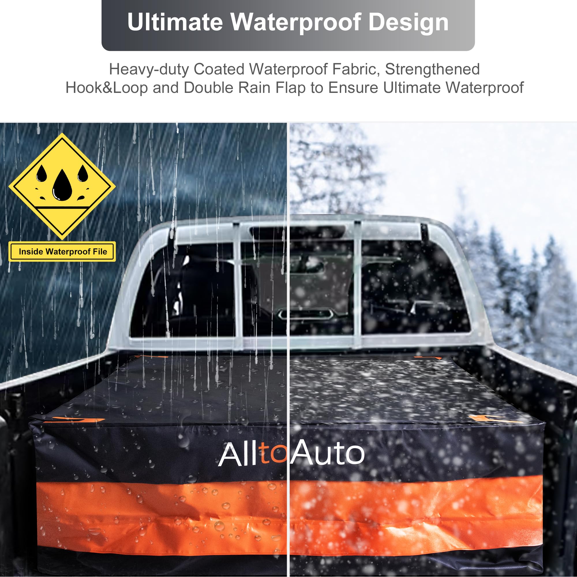 Alltoauto Truck Bed Cargo Bag Plus, 35 Cubic Feet (58''X48''X22''), 100% Waterproof 600D Heavy Duty, Fits Any Truck, Simple And