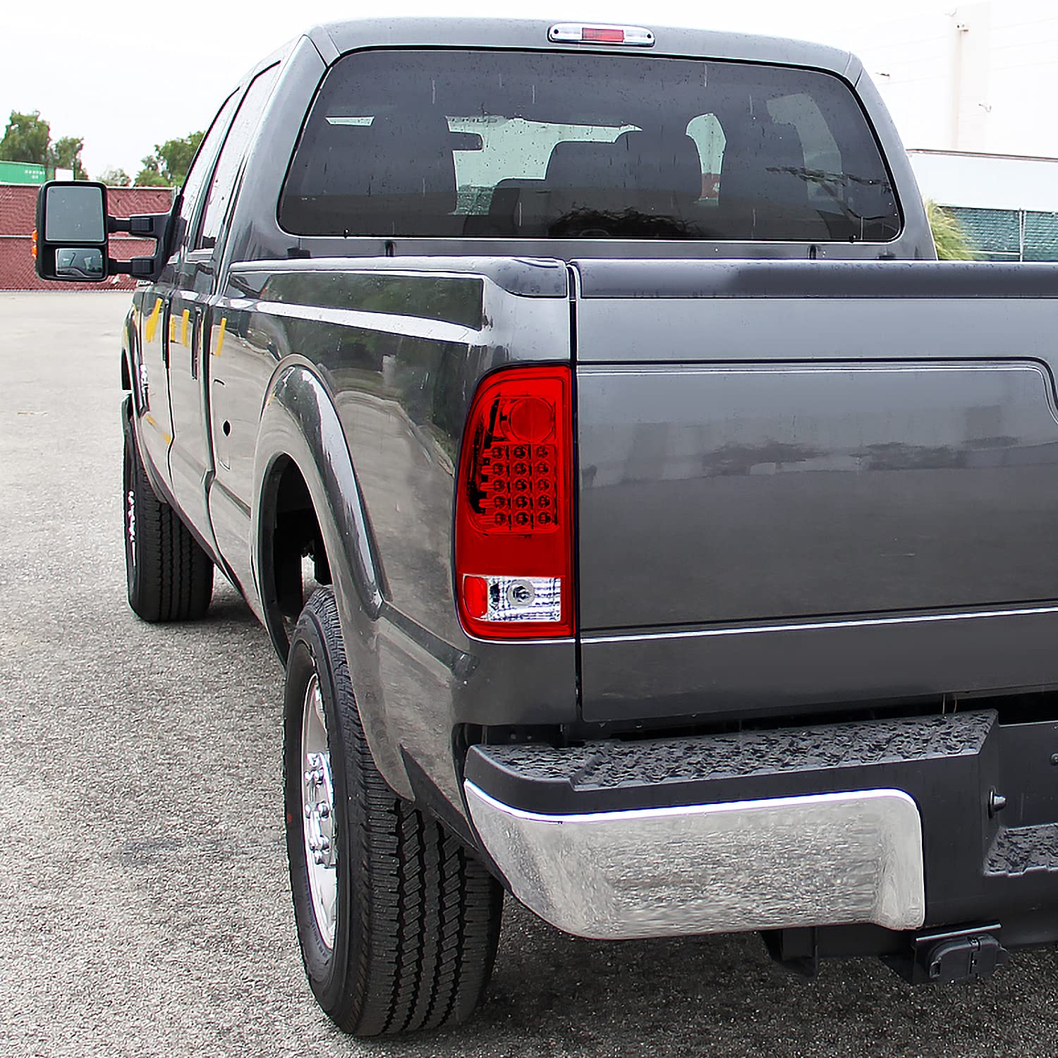 Spec-D Tuning Red Clear Lens Led Tail Lights Compatible With 2008-2016 Ford Superduty F250 F350 F450 F550 Left + Right Pair Asse