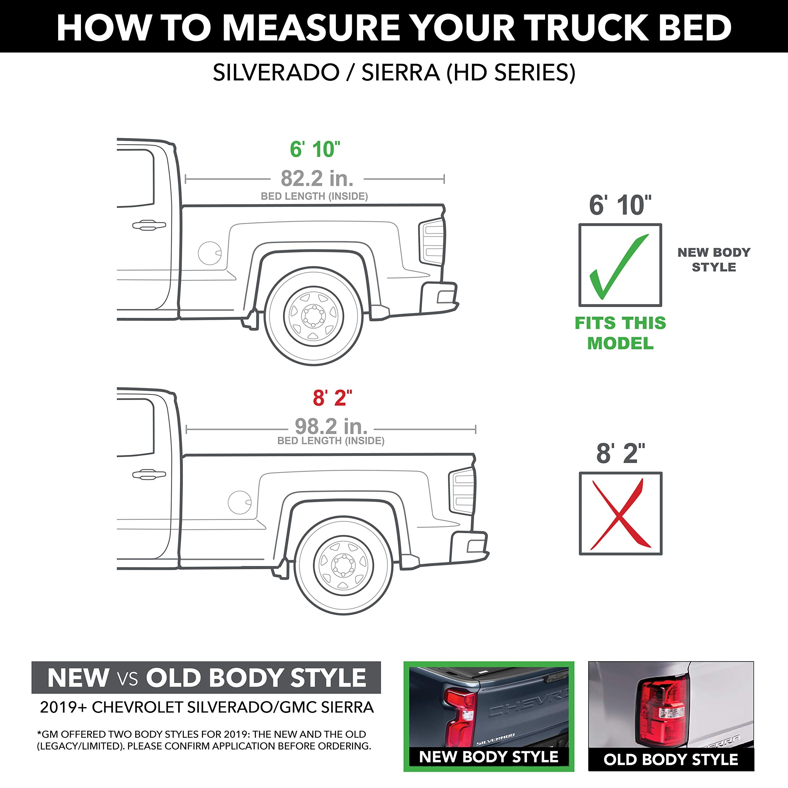 Tonno Pro Lo Roll, Soft Roll-Up Truck Bed Tonneau Cover | Lr-1105 | Fits 2020 - 2023 Chevy/Gmc Silverado/Sierra 2500/3500Hd 6' 10' Bed (82.2')