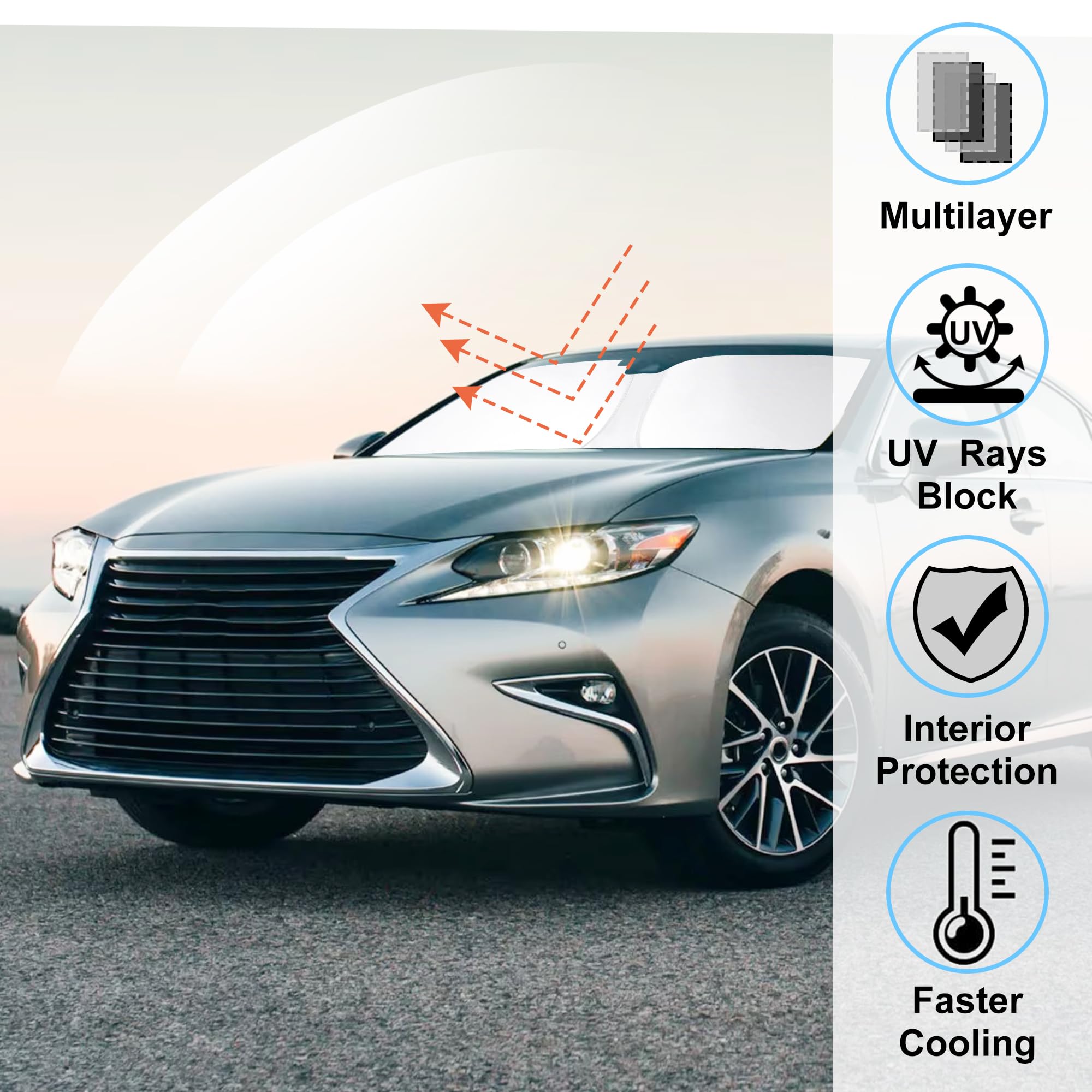 Windshield Sun Shade Custom Fit For 2014-2020 Le Xus Is Sedan (Not For Le Xus Rx, Es) Accessories Foldable Sunshade Sun Blocker