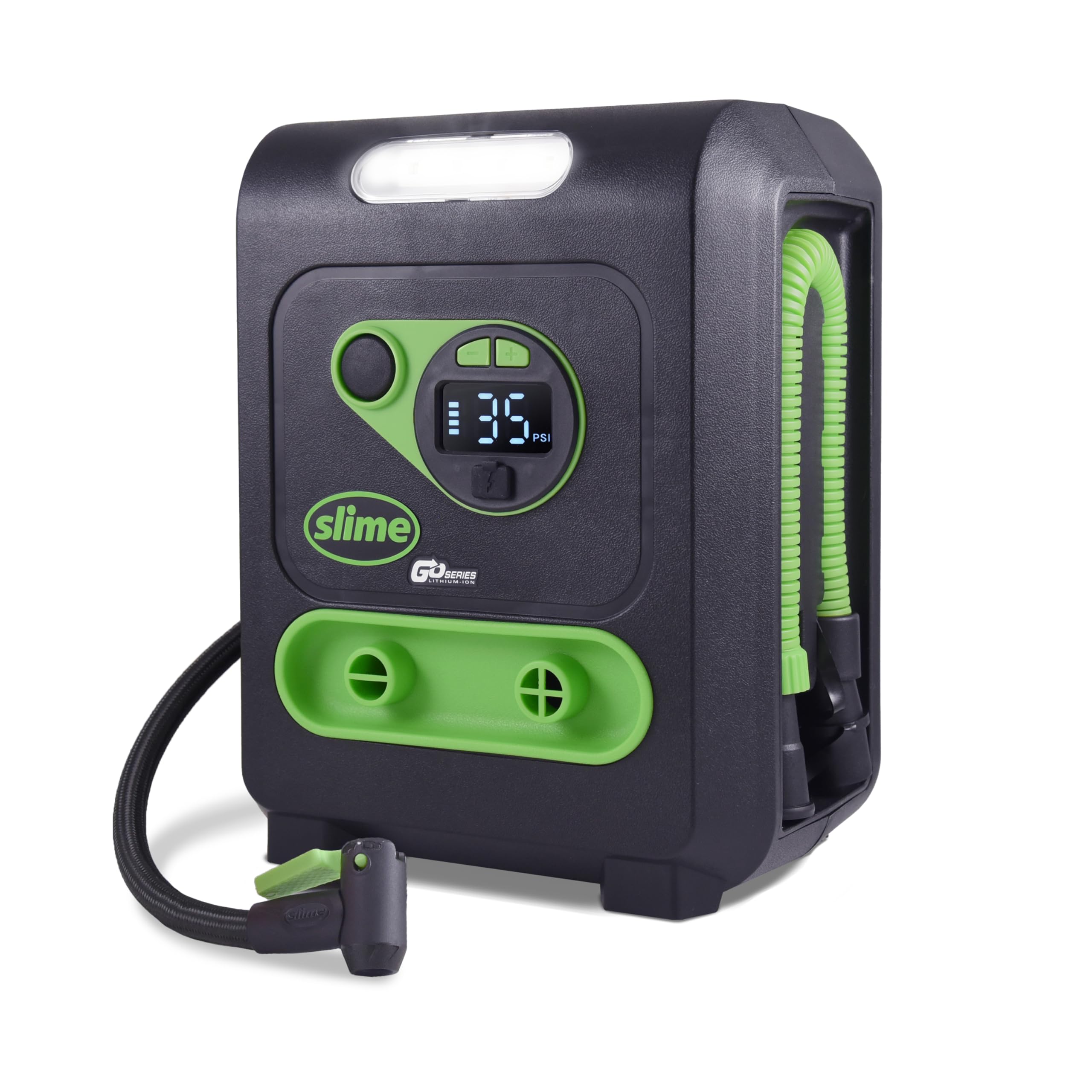 Slime 40085 Tire Inflator, Cordless, Multi-Purpose, Portable Air Compressor Pump, Auto Shut-Off, Lithium Ion Battery and LED Lig