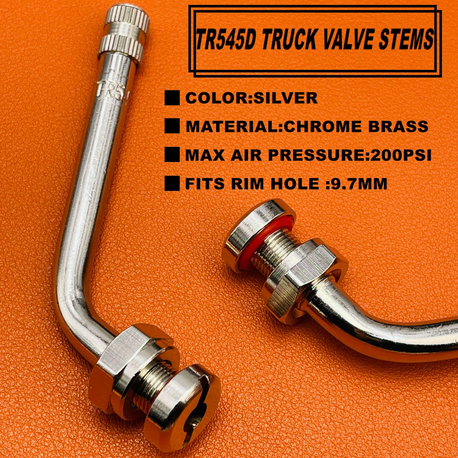 AUKISS TR545D Truck Tire Valve Stems, 60 Degree Brass Valve Stems Compatible with Alcoa 22.5in 24.5in Aluminum Wheels 9.7mm Rim