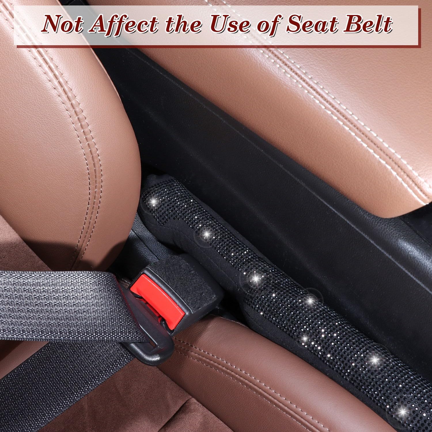 Tobequeen Car Seat Gap Filler Black, Bling Car Accessories For Women Universal Fit For Car Truck Suv, 2 Pack Handmade Crystal Rh