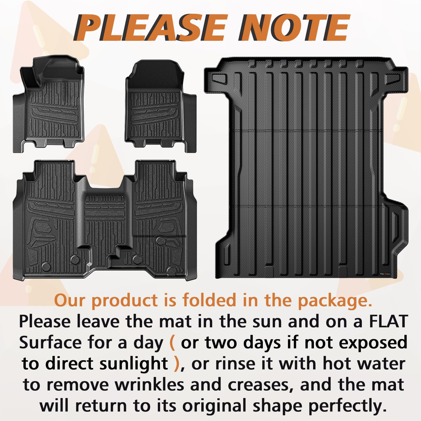 Triplealiners Floor Mats & Truck Bed Mat All Weather Liners Front Rear Full Set Compatible With 2024 2025 Chevrolet Silverado Ev