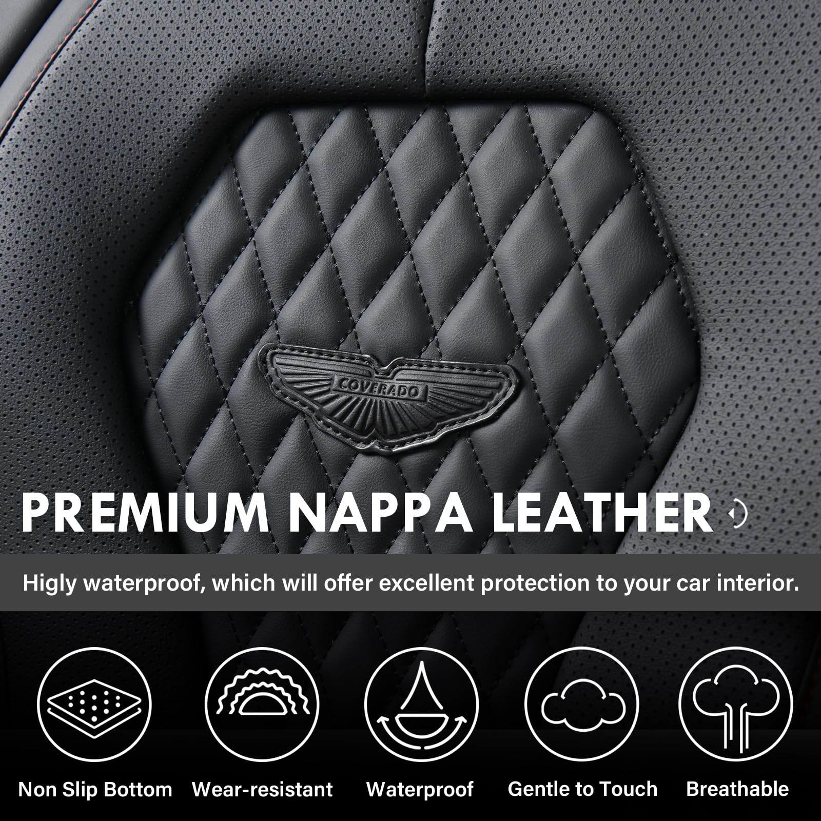 Coverado Seat Covers, Car Seat Covers Front Seats, Black Car Seat Cover, Waterproof Leather Seat Covers, Seat Cushion, Front Car