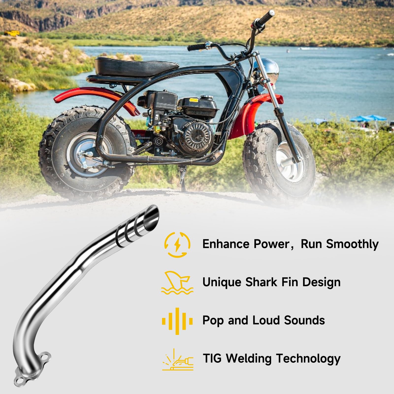 HIAORS Mini Bike Exhaust Pipe Header Kit Compatible with Predator 212cc 224cc 196cc Coleman CT200U BT200X CT200U-EX Baja Warrior