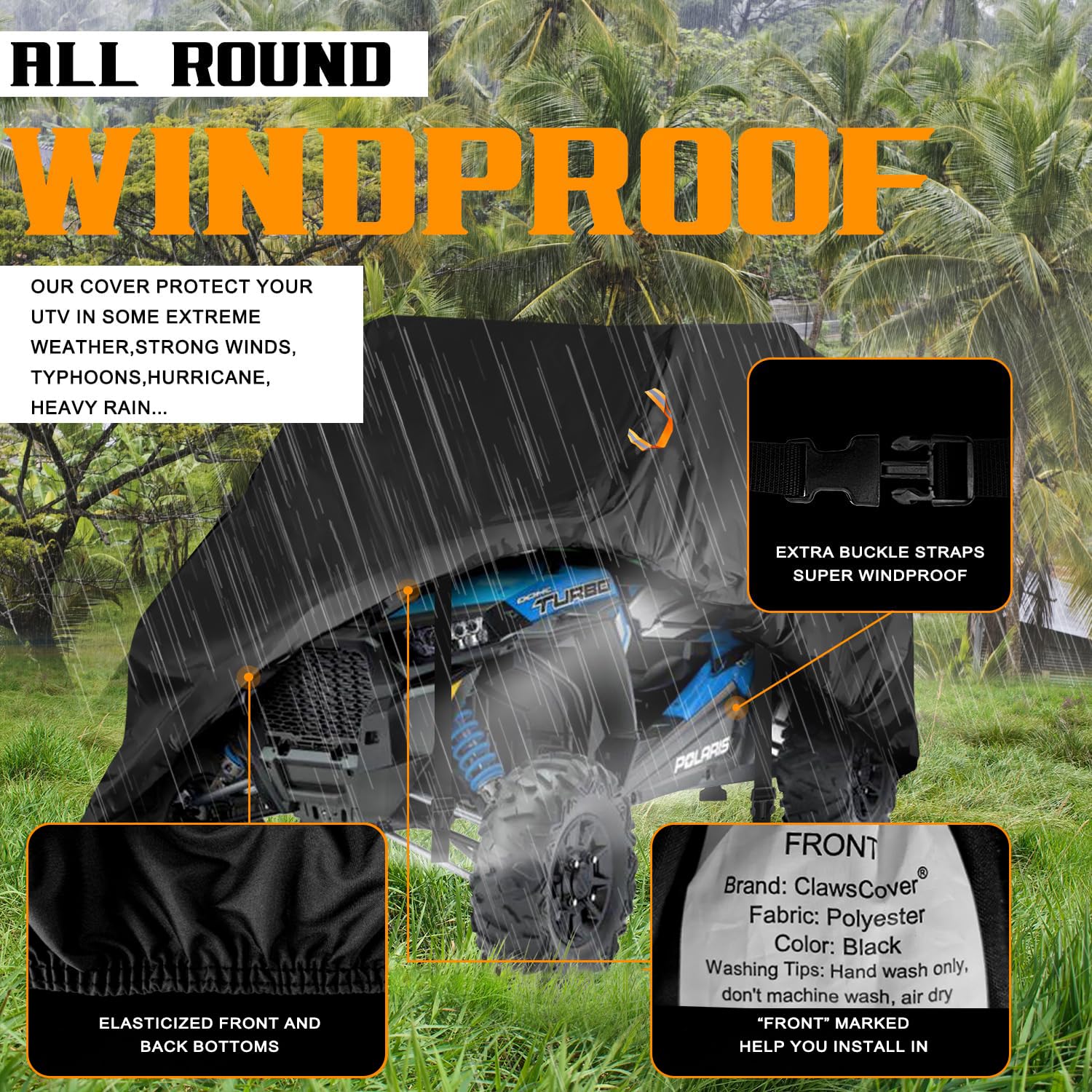 Clawscover Utv Covers Waterproof Outdoor,2 Seater 115 Inch Xl Heavy Duty 420D Oxford Cloth All Weather Side By Side Cover Access