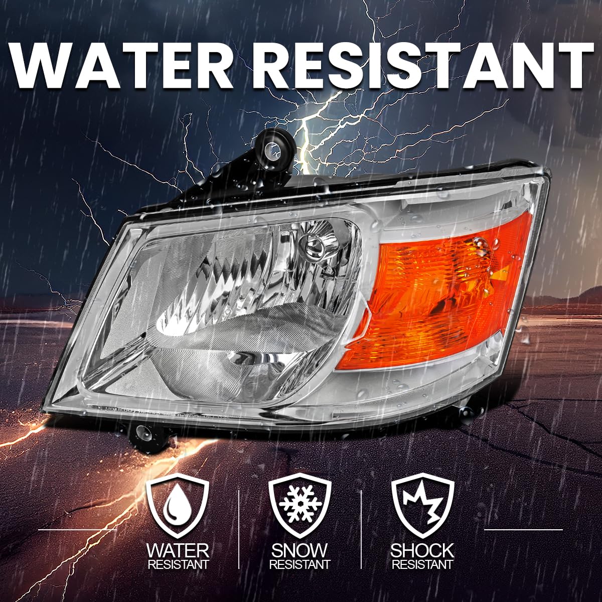 Spec-D Tuning Chrome Housing Clear Lens Driver Left Side Headlight Compatible with 2008-2010 Dodge Grand Caravan Head Light Lamp Assembly