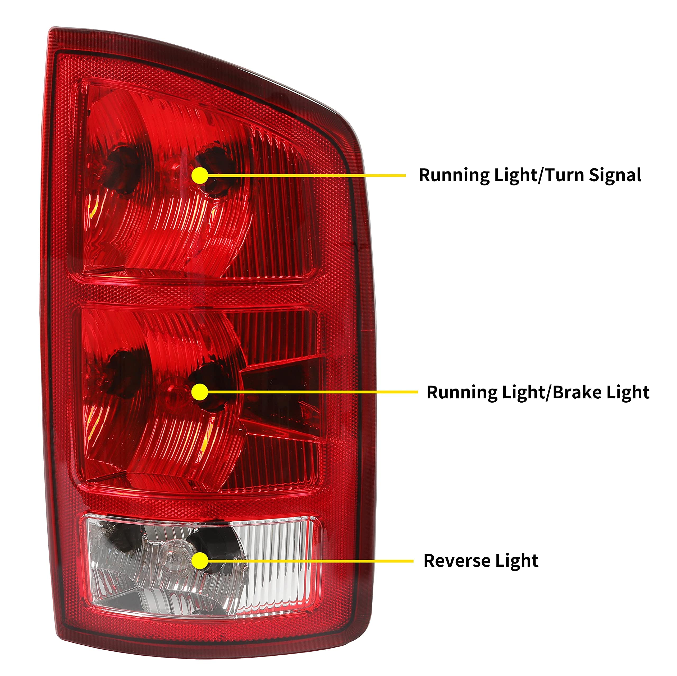 Ecotric Tail Light Compatible With 2002-2006 Dodge Ram 1500/2003-2006 Ram 2500 3500 Taillight Brake Turn Signal Light With The Bulbs Rh Replacement For 55077348Af Ch2801147 (Passenger Side)