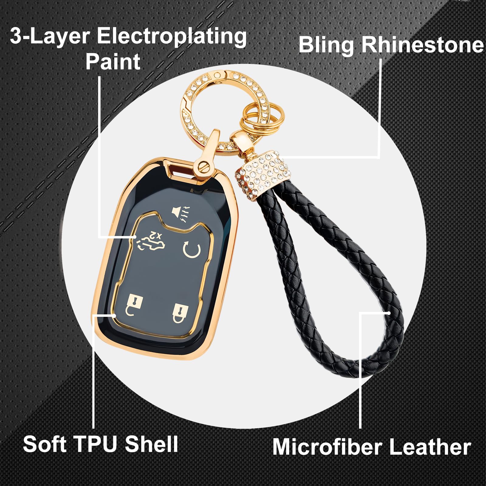 OLLEN Key Fob Cover Fit for GMC Acadia/Terrain/Sierra, Fit for Chevy Silverado 2019-2022, Full Protection Soft TPU Key Case, 5 B