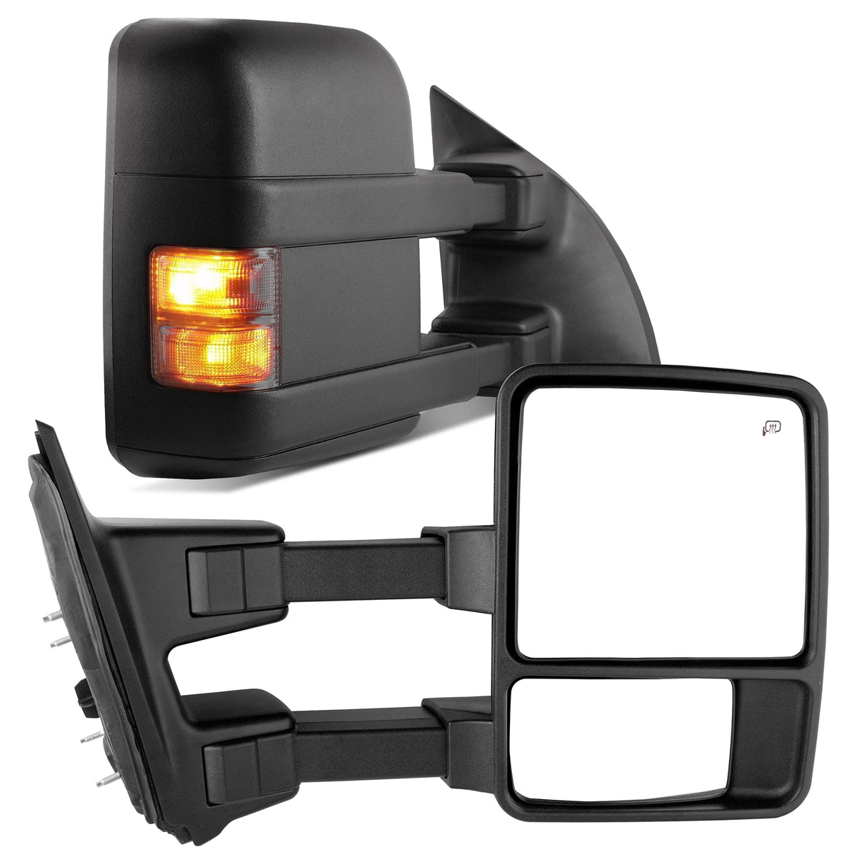 Yitamotor Towing Mirrors Compatible For 99-07 Ford F250/F350/F450/F550 Super Duty, 01-05 Excursion Pair Set Extendable Smoke Pow