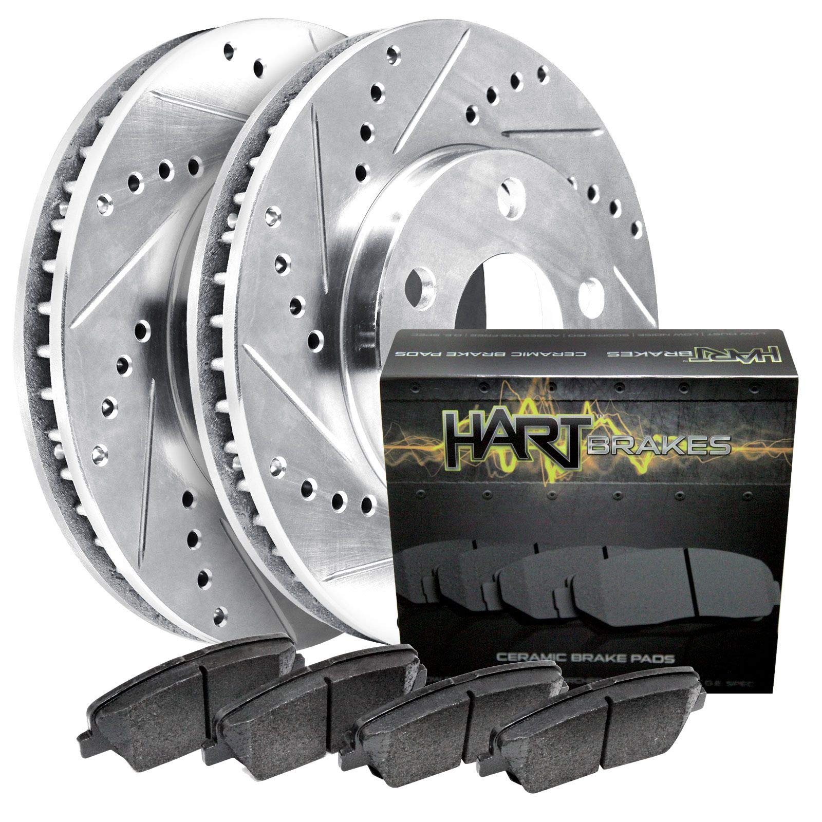 Hart Brakes Front Brakes And Rotors Kit |Front Brake Pads| Brake Rotors And Pads| Ceramic Brake Pads And Rotors |Fits 2006-2014