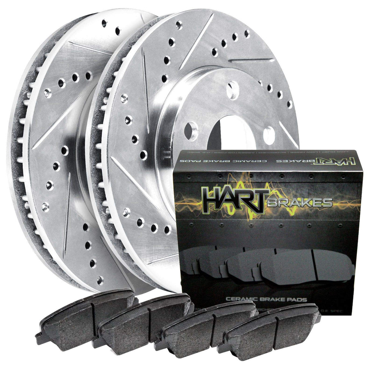 Hart Brakes Front Brakes And Rotors Kit |Front Brake Pads| Brake Rotors And Pads| Semi Metallic Brake Pads And Rotors |Fits 2011
