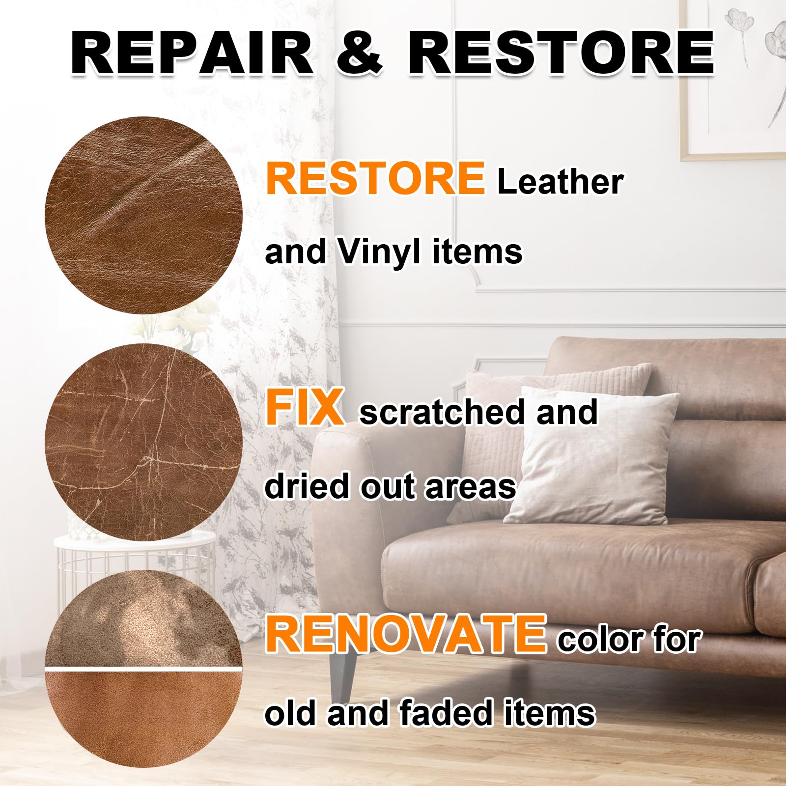 STARTSO WORLD Dark Brown Leather Recoloring Balm & Conditioner with Mink Oil - Repair Kit for Couches, Car Seats, Shoes & Vinyl