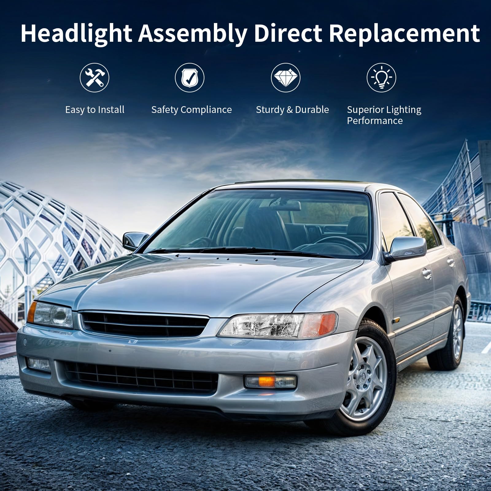 Autosaver88 Headlight Assembly Compatible With Accord 1994 1995 1996 1997 Driver And Passenger Side