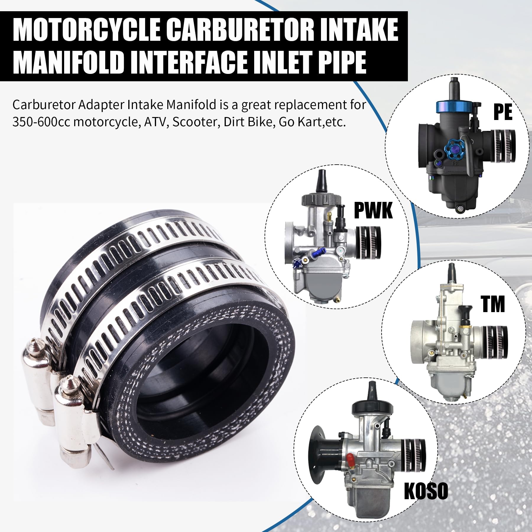Ciom Universal Intake Pipe Manifold (White) And Motorcycle Carburetor Intake Manifold Interface Inlet Pipe(Black 35Mm) For Pwk24 Carburetor Coleman Bt200X Ct200U-Ex Predator 196Cc 212Cc 6.5Hp Gx200…