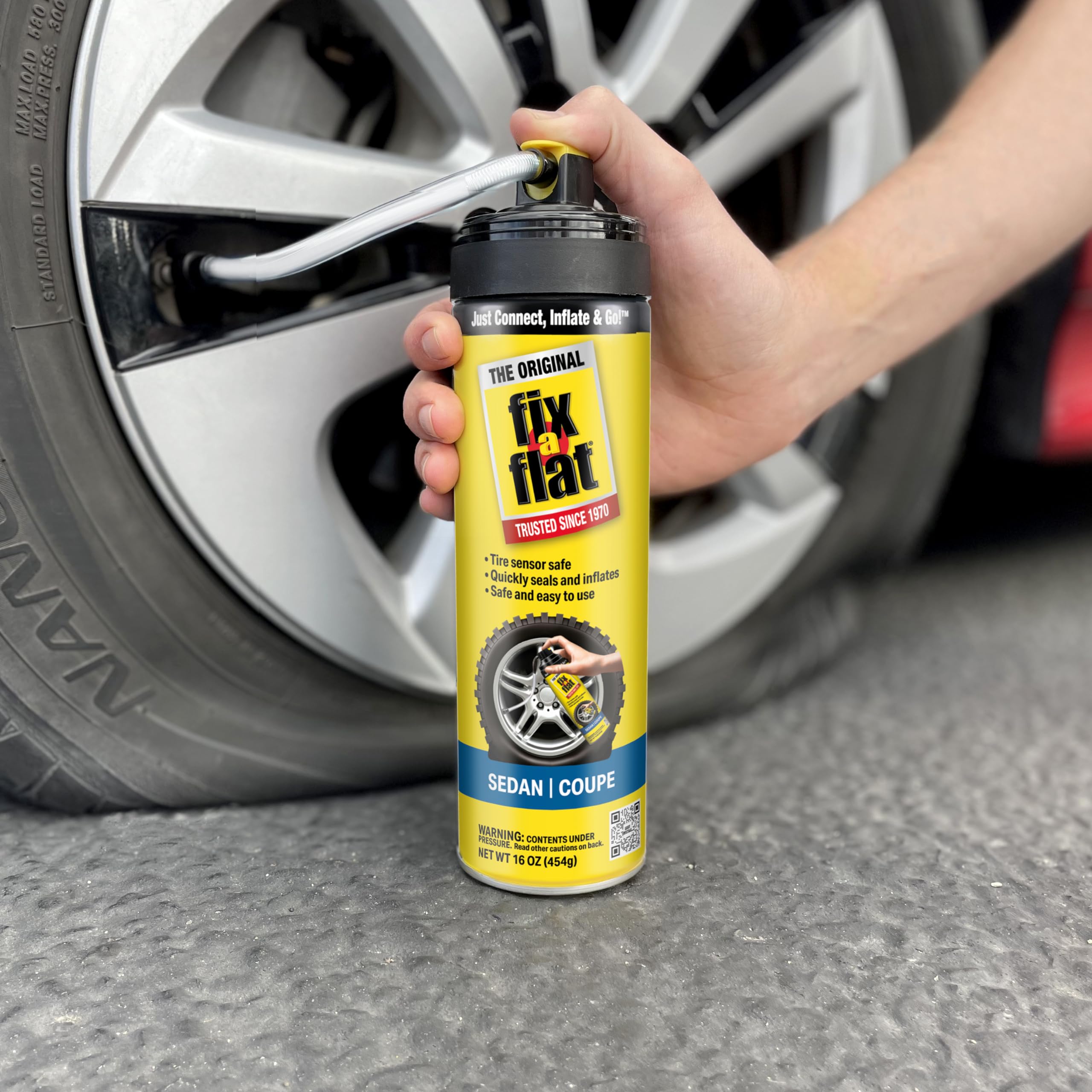 Fix-A-Flat S60420 Aerosol Emergency Flat Tire Repair And Inflator, For Standard Tires, Eco-Friendly Formula, Universal Fit For All Cars, 16 Oz. (Pack Of 1)