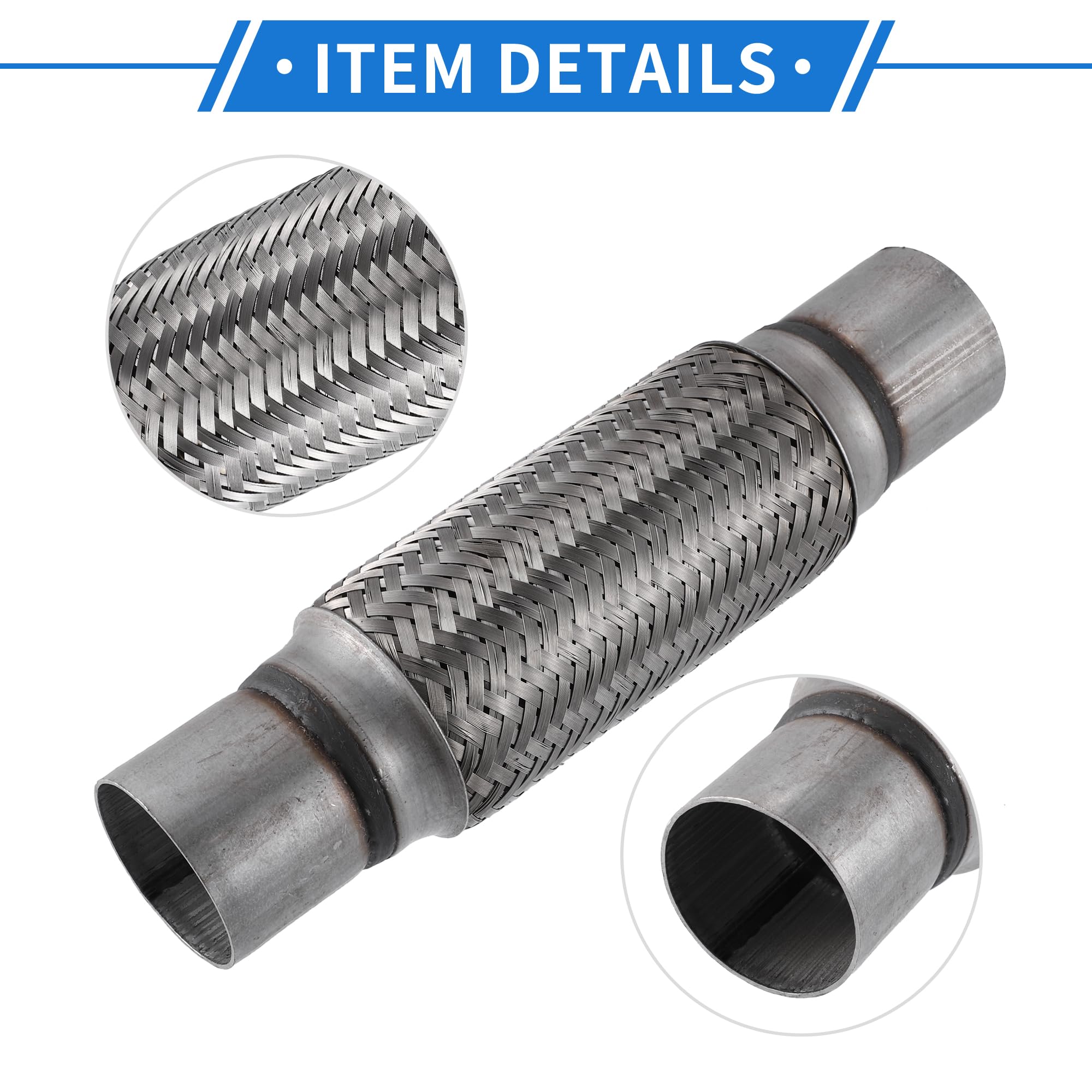 VekAuto Car Exhaust Flexible Pipe Tubing, 2.25''x8''x12'' Exhaust Joint with Welding Extension Pipe Universal for Car Durable St