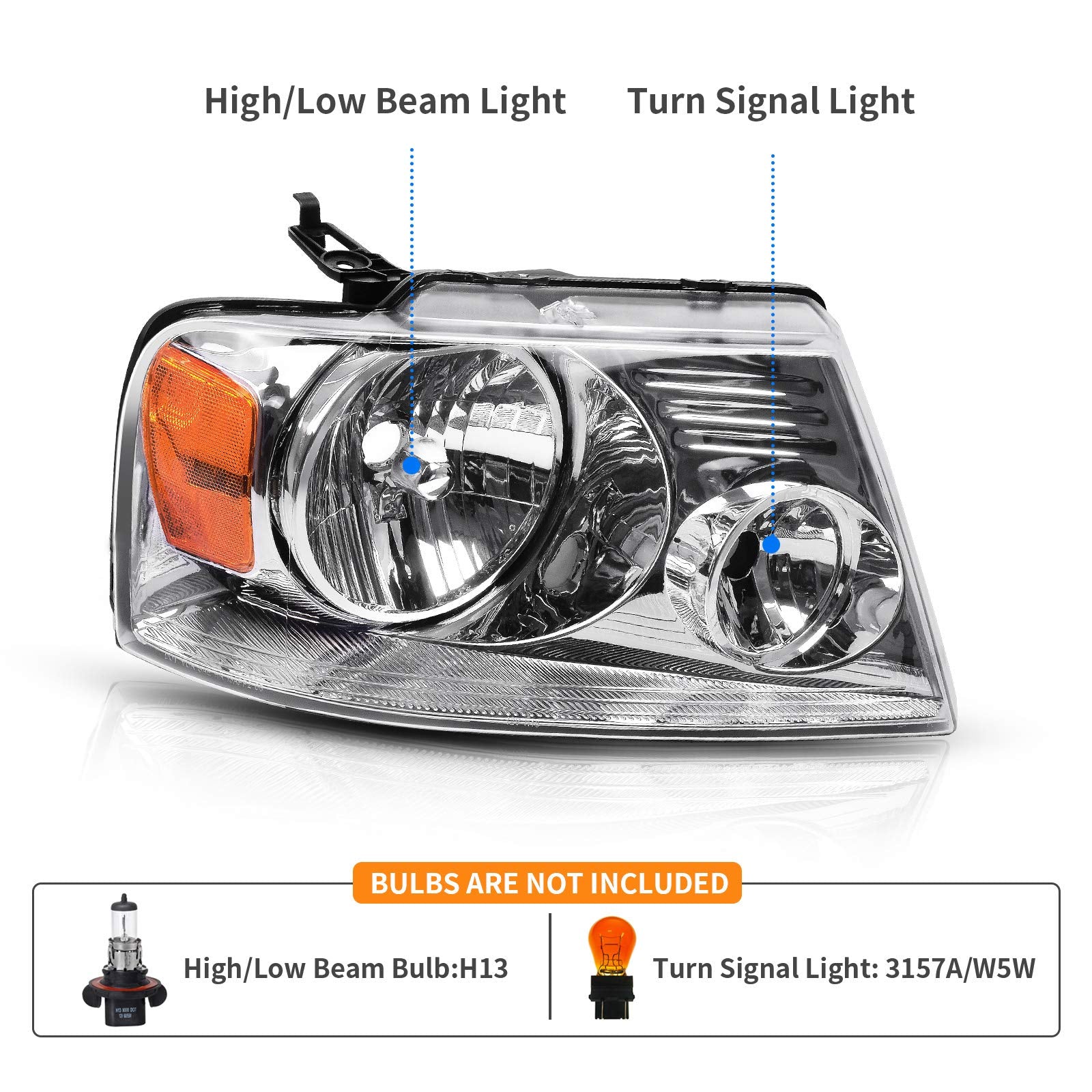 Dwvo Headlight Assembly Compatible With 2004 2005 2006 2007 2008 Ford F150 Pickup 2006 2007 2008 Lincoln Mark Lt Passenger And D