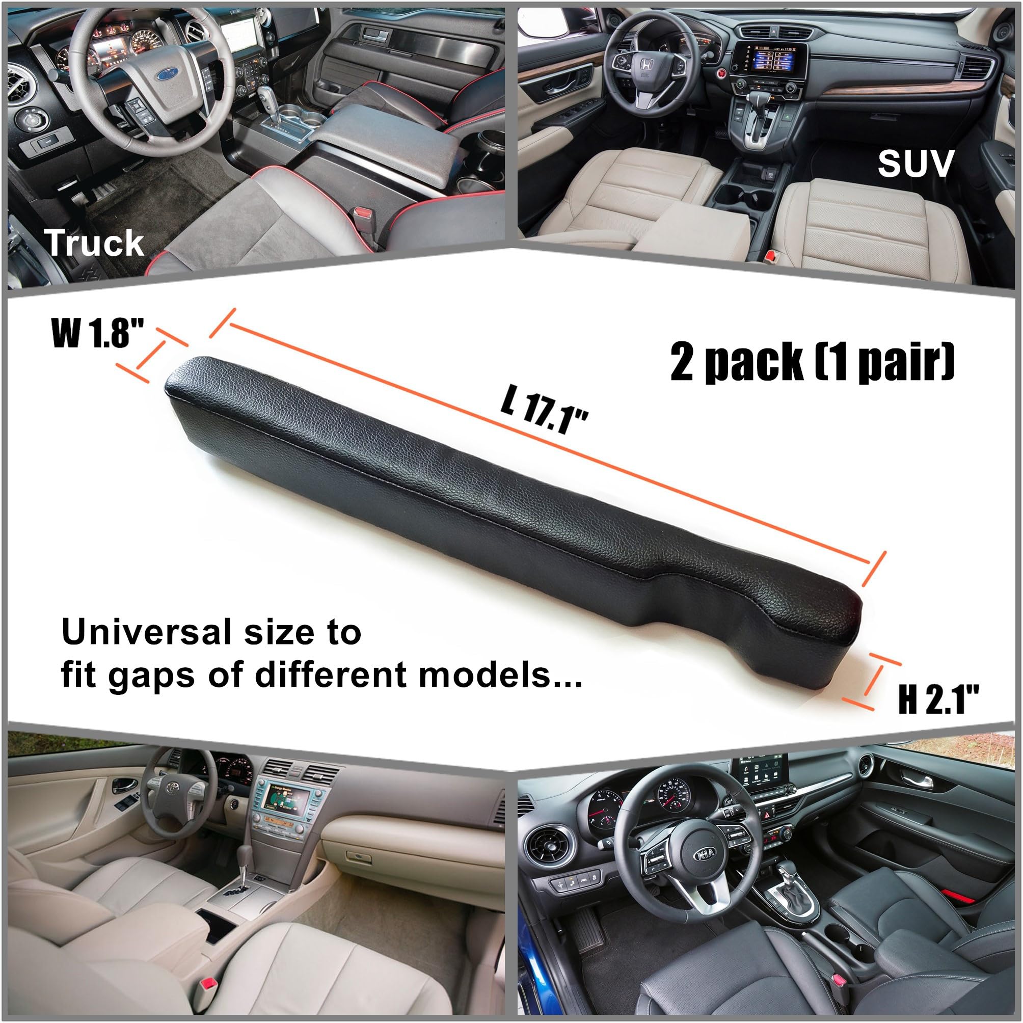 Wuzno Leather Car Seat Gap Filler, 2 Pack No-Drop Seat Guard Universal Gap Stopper/Catcher To Fill The Gap Between Seat And Cons