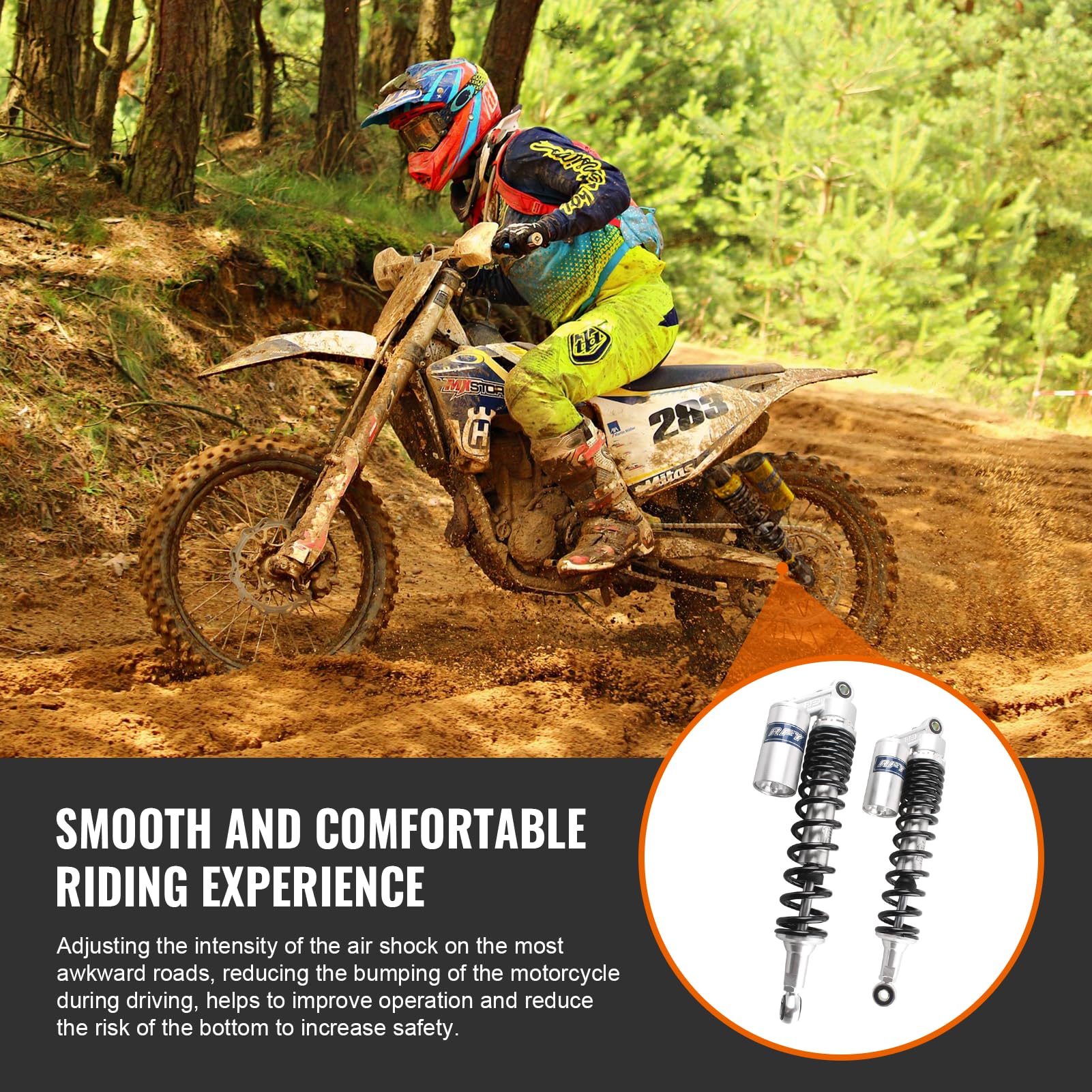 Newsmarts Pair 400Mm 15.75'' Motorbike Air Atv Shock Absorbers For Honda For Suzuki For Yamaha For Kawasaki Atv Go Kart Quad Dir