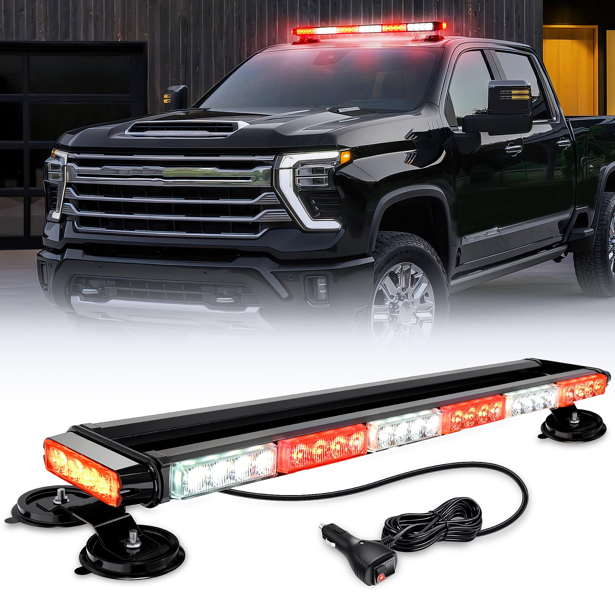 Nilight 29.5'' Roof Top Strobe Lights 56Led Hazard Emergency Safety Warning Led Flashing Light Bar Magnetic Mount 12V 24V Cars T