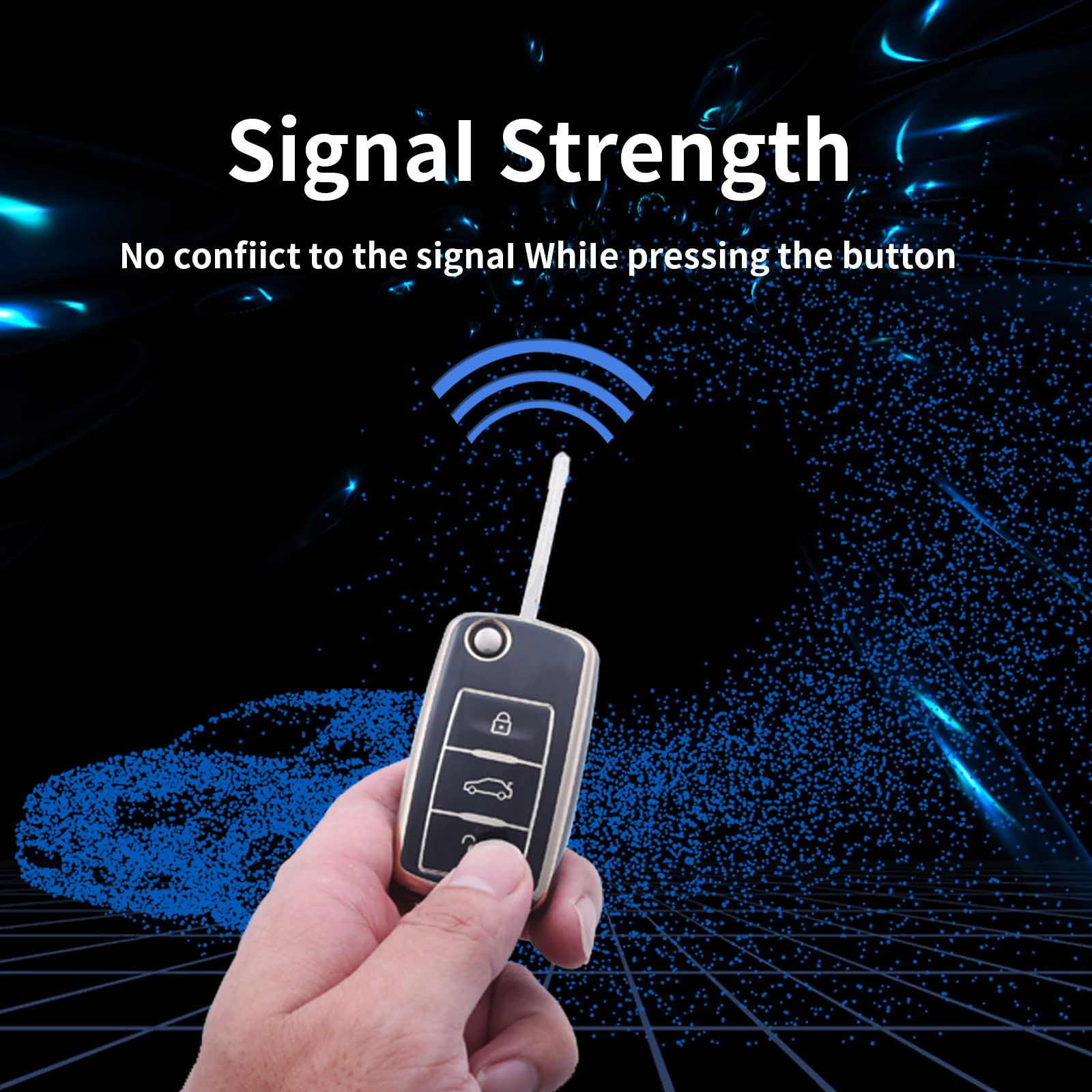 LCXJMWKL for VW Volkswagen Key Fob Cover, Compatible with VW Jetta Beetle Tiguan Passat Golf MK6 Polo 3 Buttons Key Fob Premium