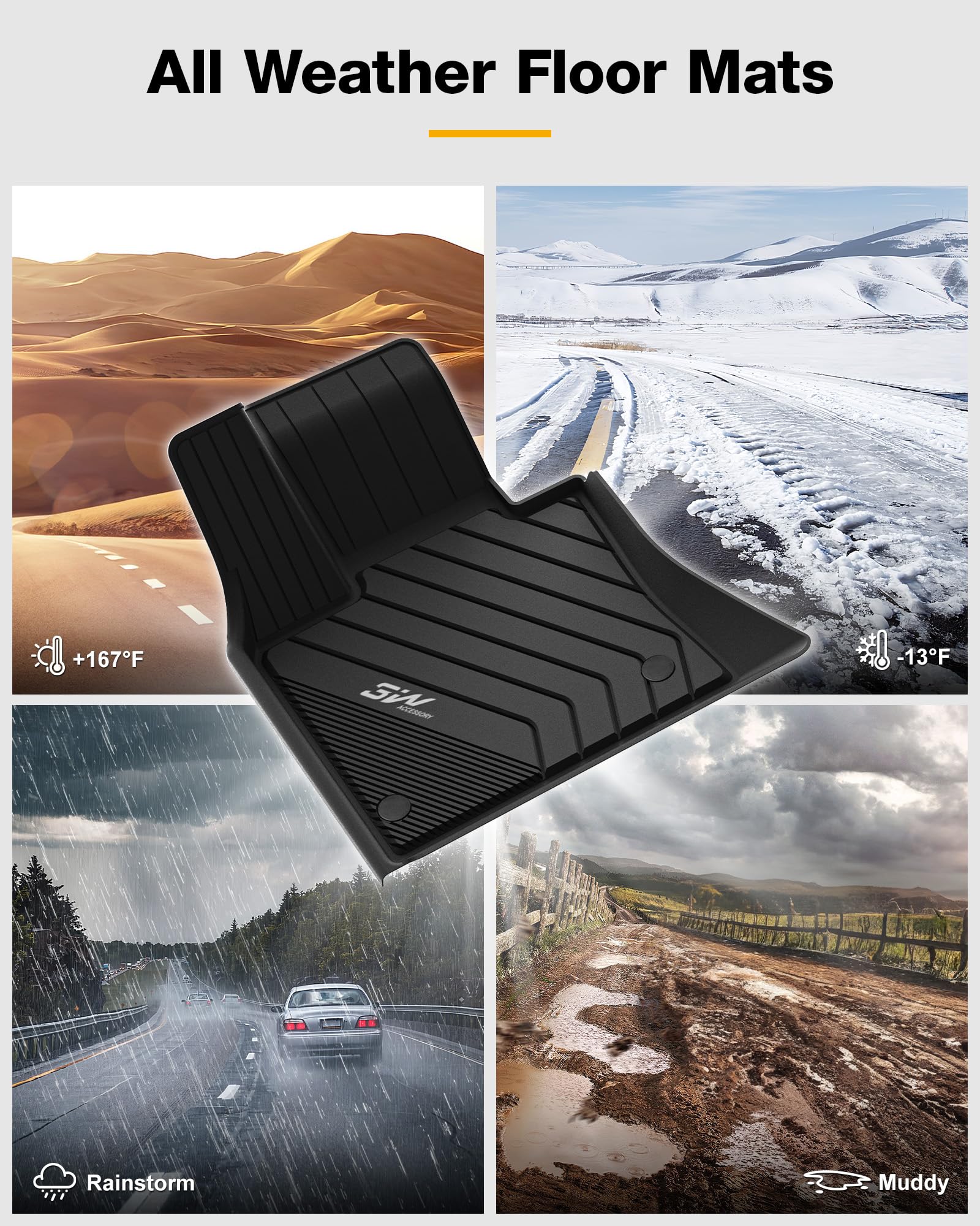 3W Bmw X5 Floor Mats & Cargo Liner Fit For Bmw X5 2014 2015 2016 2017 2018, Tpe All-Weather Custom Fit Full Set Harmless Heavy D