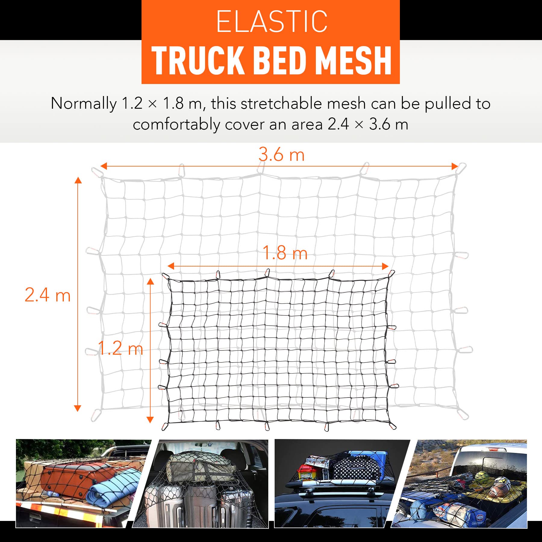 Orion Motor Tech Cargo Net For Pickup Truck Beds, 4X6 Truck Cargo Netting And Roof Rack Cargo Net Compatible With Ford Ram Gmc T