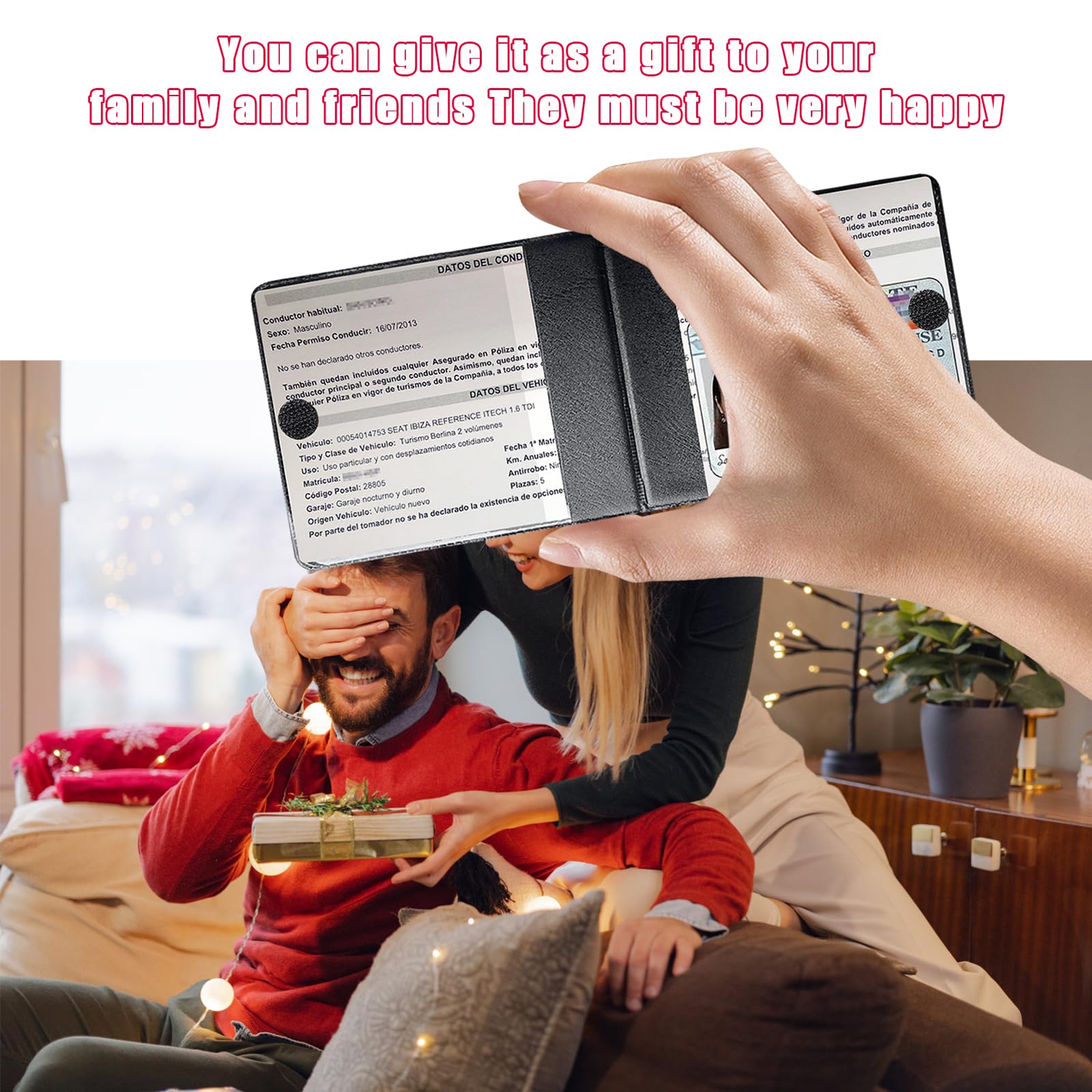 Kewucn 4 PCS Car Registration Insurance Holder, 5.2''    4.8'' Waterproof Leather Auto Card Glove Box Organizer, Essential Drive