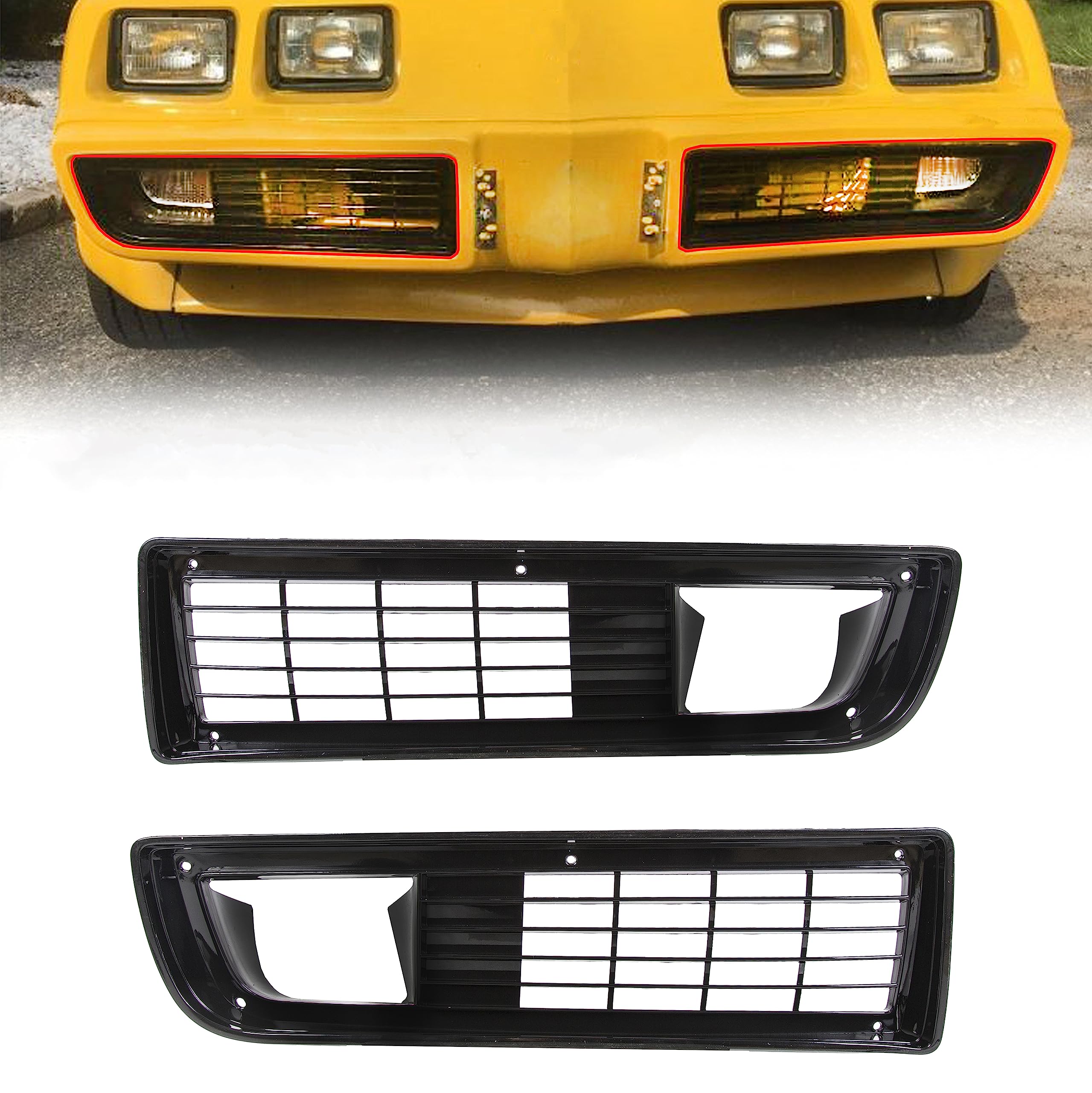 Ecotric Front Grill Compatible With 1979 1980 1981 Pontiac Firebird/Trans Am Grilles Set W/Fitting Kit Pair