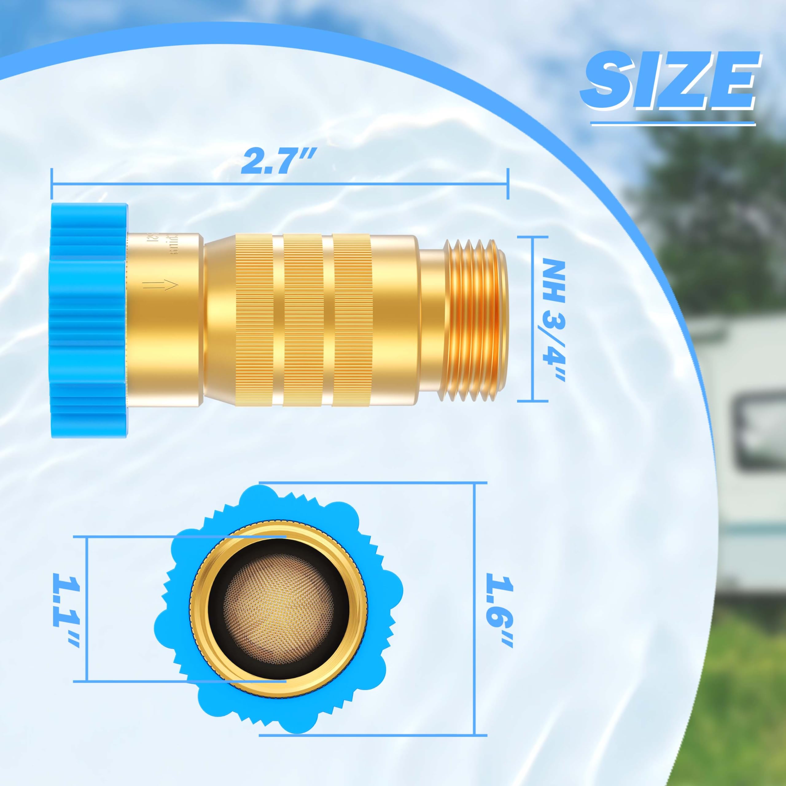 Circlecord Rv Hi-Flow Water Pressure Regulator 50-55 Psi, 3/4 Inch Thread Lead-Free Brass Inline Water Pressure Reducer For Camp