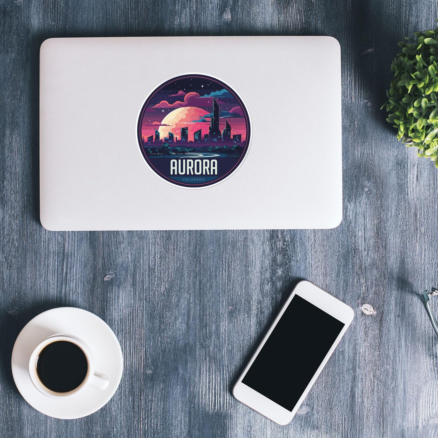 Aurora City Sticker - Waterproof Vinyl Decal for Car Bumper, Laptop, Water Bottle, Wall, and Window, Size - 5'' Longer Side