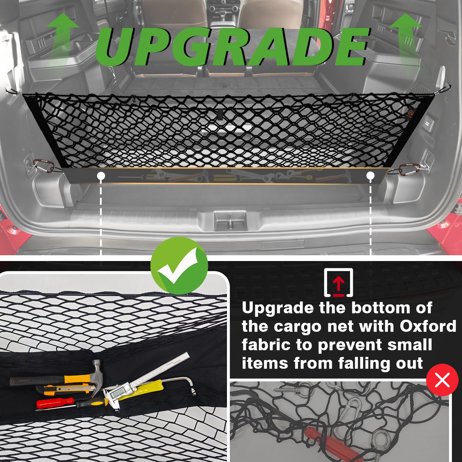 Muslogy Envelope Style Trunk Cargo Net Compatible With 2025 Toyota 4Runner Accessories Custom Fit Trunk Organizer Upgraded Mesh