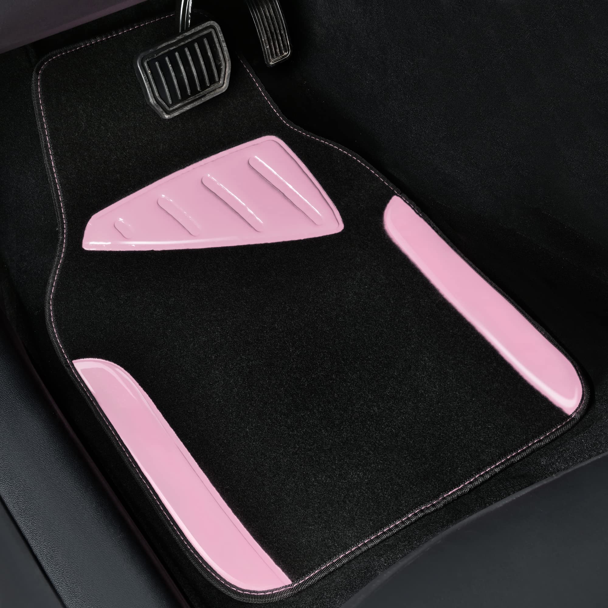 Car Pass Jelly Waterproof Universal Fit Car Floor Mats, Girly Car Carpet Mats With Anti-Slip Nibbs Backing & Driver Heel Pad Fit