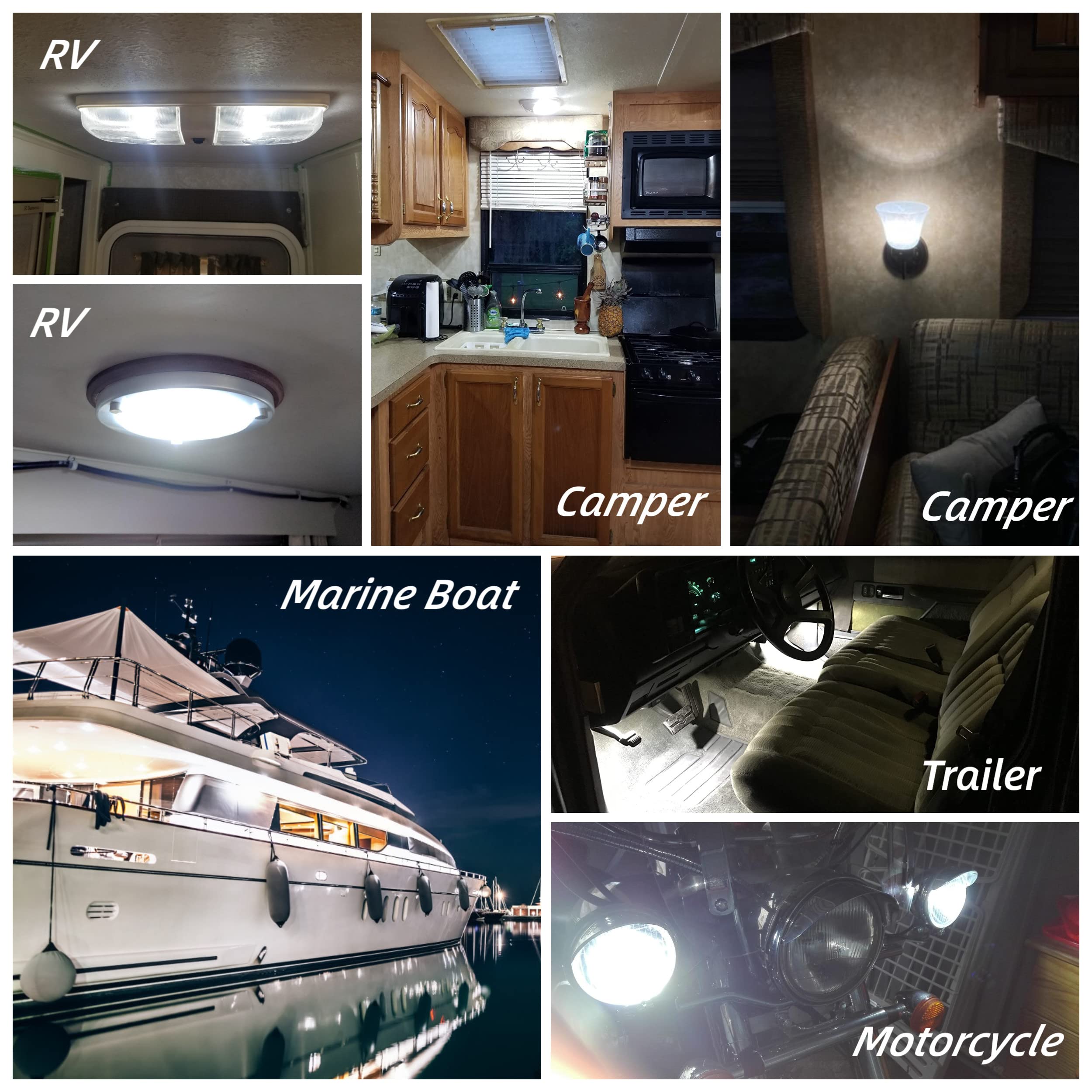 12V Ba15D Led Rv Camper Interior Light Bulbs,1076 1142 1176 S8 3W 6000K Daylight Bright White,Double Contact Dc Bayonet Base,Ac1