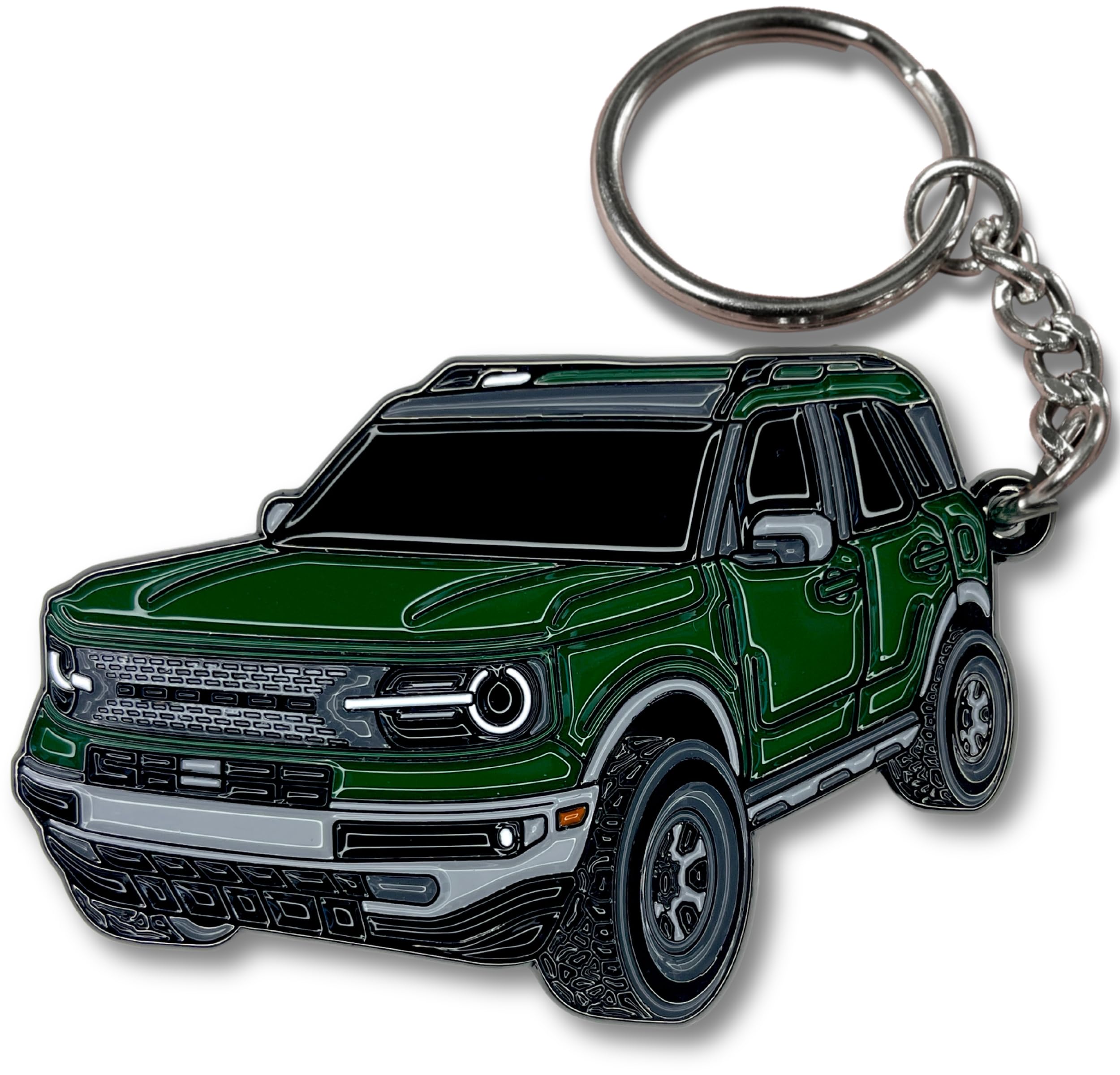 Four Wheel Beast Bronco Sport Keychain Compatible With Ford Bronco Accessories 2023 2024 4 Door Key Chain Fob Gift (Green)