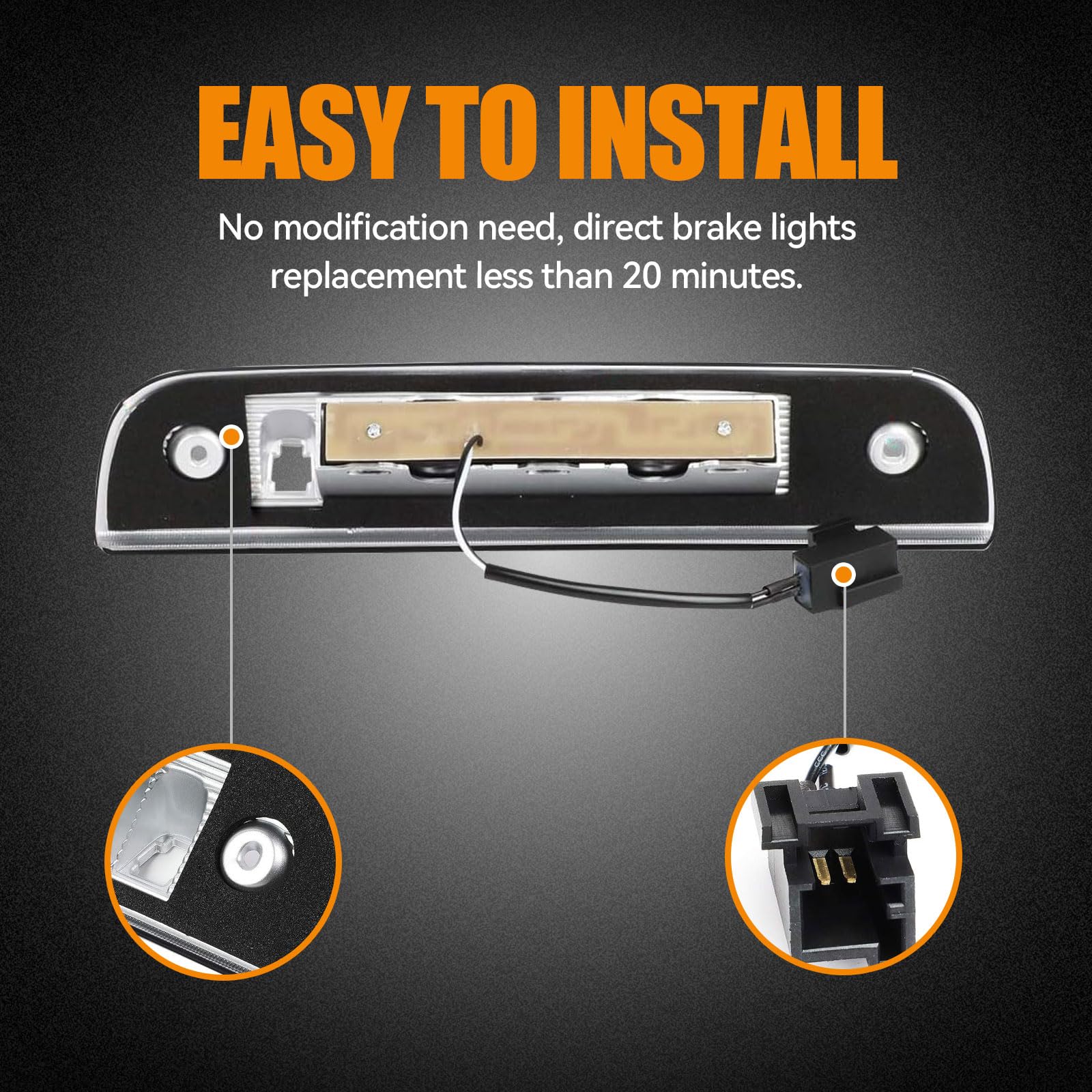 Cxdar Third 3Rd Brake Light Led For 2007-2012 Dodge Nitro, High Mount Rear Brake Lights Assembly For 07-12 Dodge Nitro, Waterpro